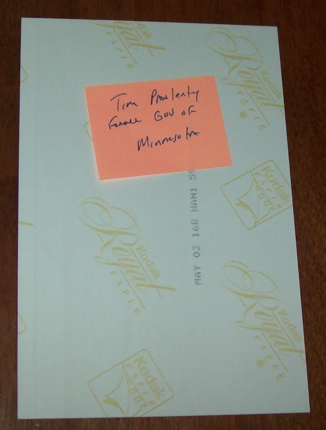 Tim Pawlenty Former Gov Of Minnesota Autographed 4x6 Picture, изображение 2
