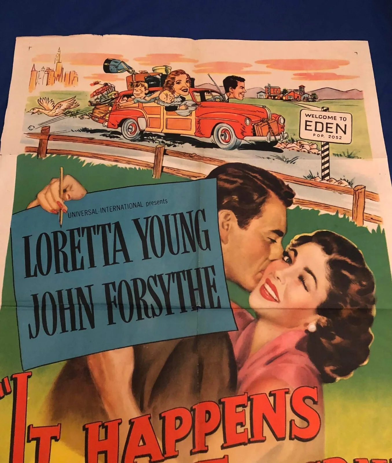 A lovely original 1950s rare Film Poster Loretta Young/It Happens Every Thursday, изображение 2