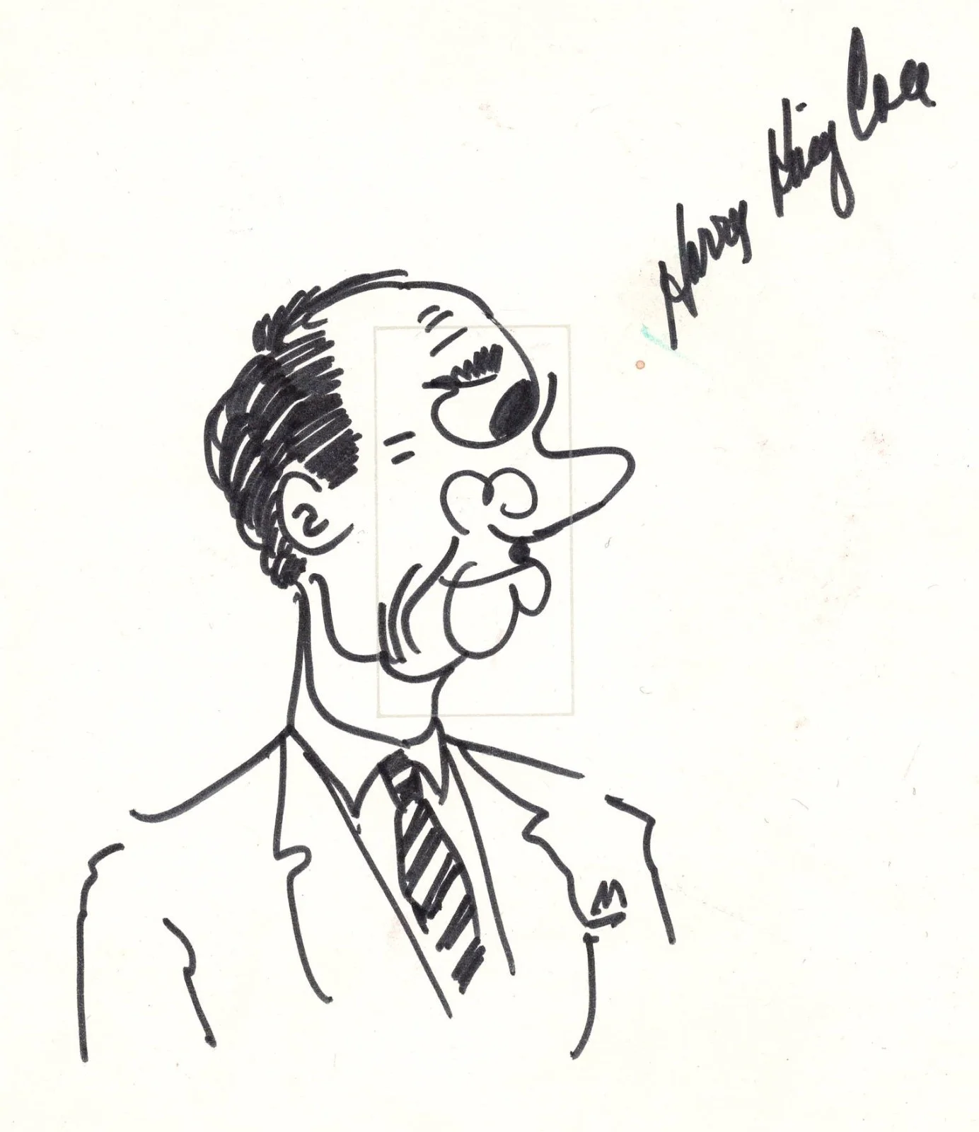 Harry King Cole — Harry King Cole (Hee-Haw) Signed 8.5x8.5 Sketch - JSA Authentication (2), image 2