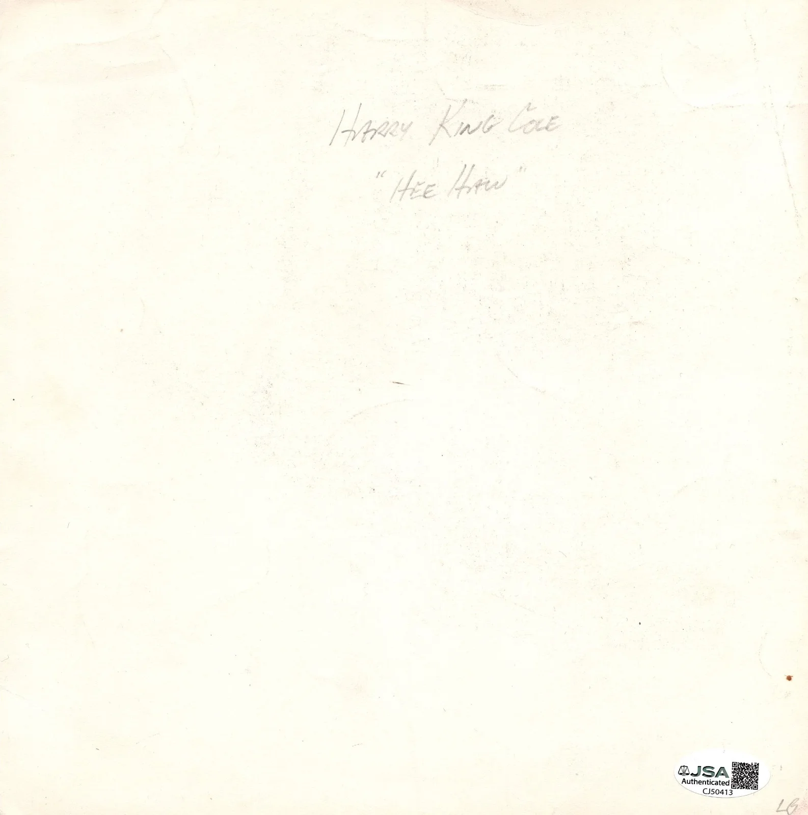 Harry King Cole — Harry King Cole (Hee-Haw) Signed 8.5x8.5 Sketch - JSA Authentication (2), image 3