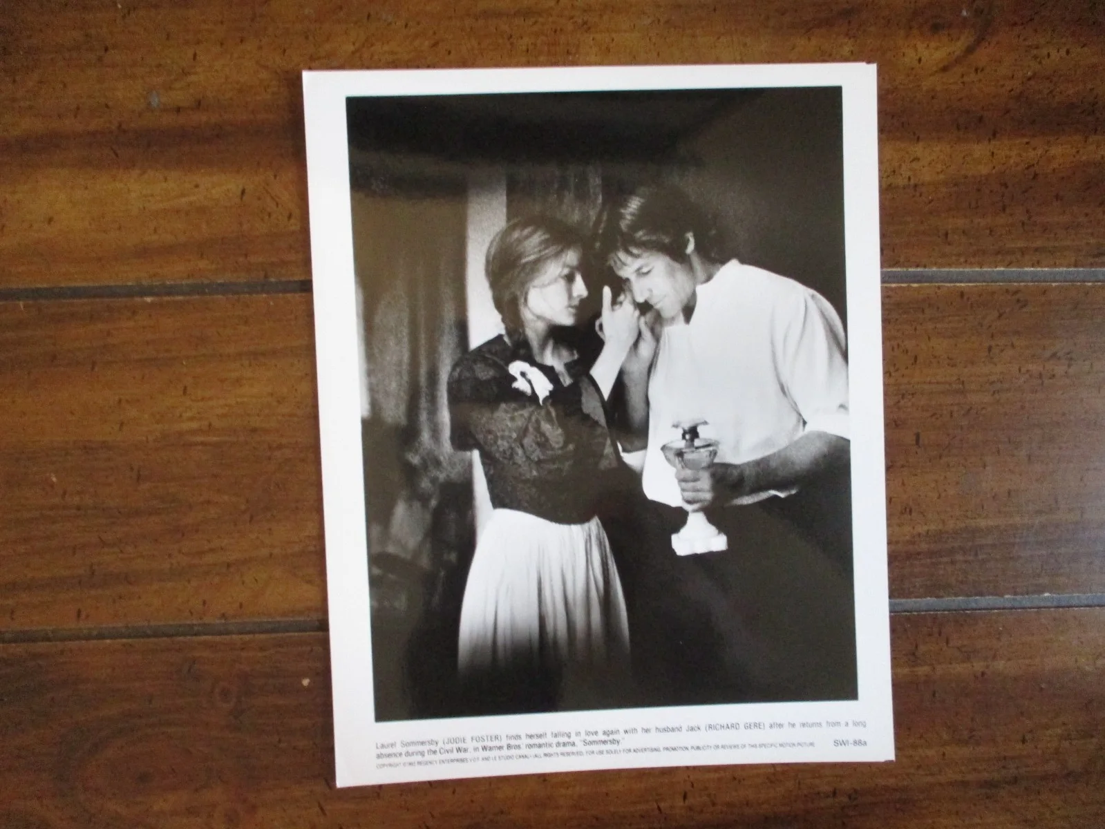 Jodie Foster/Richard Gere("SOMERSBY") 1993 8 x 10 Black and White Press Photo, изображение 2