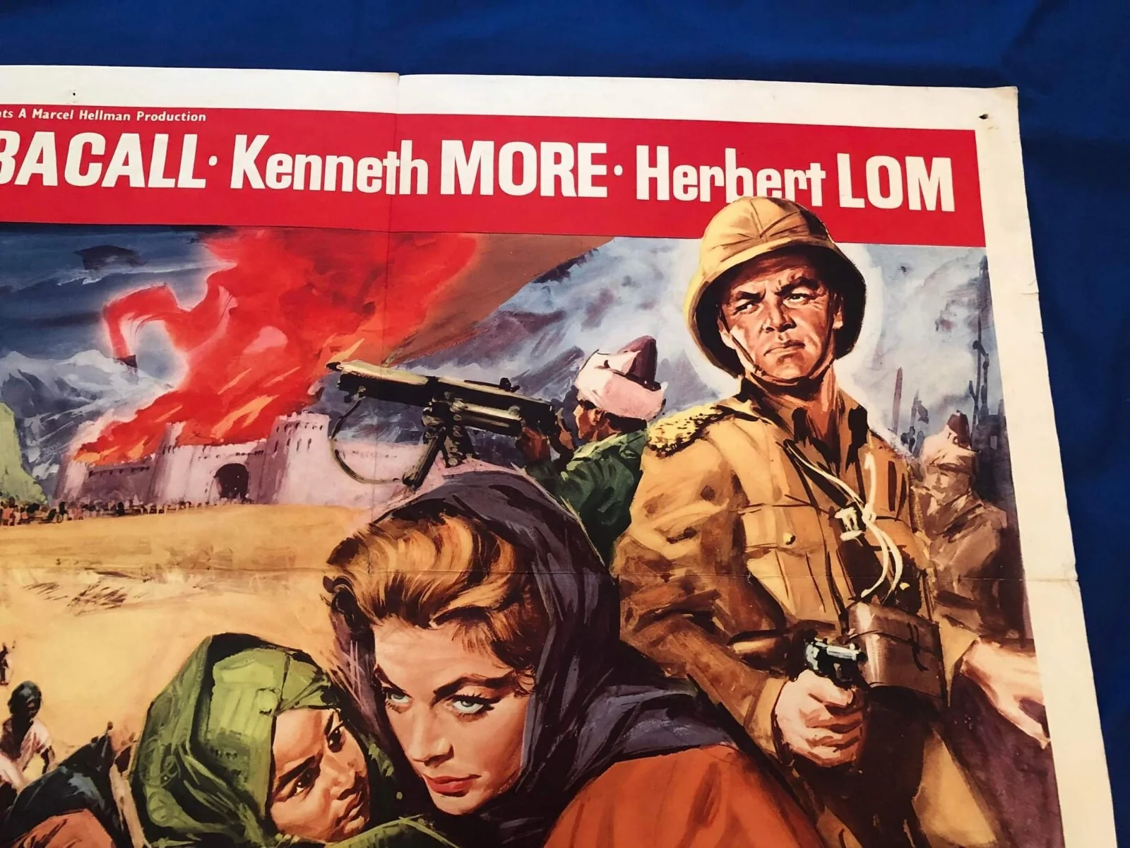 Rare original Film Poster/Cinema display card/FLAME OVER INDIA/Lauren Bacall, изображение 4