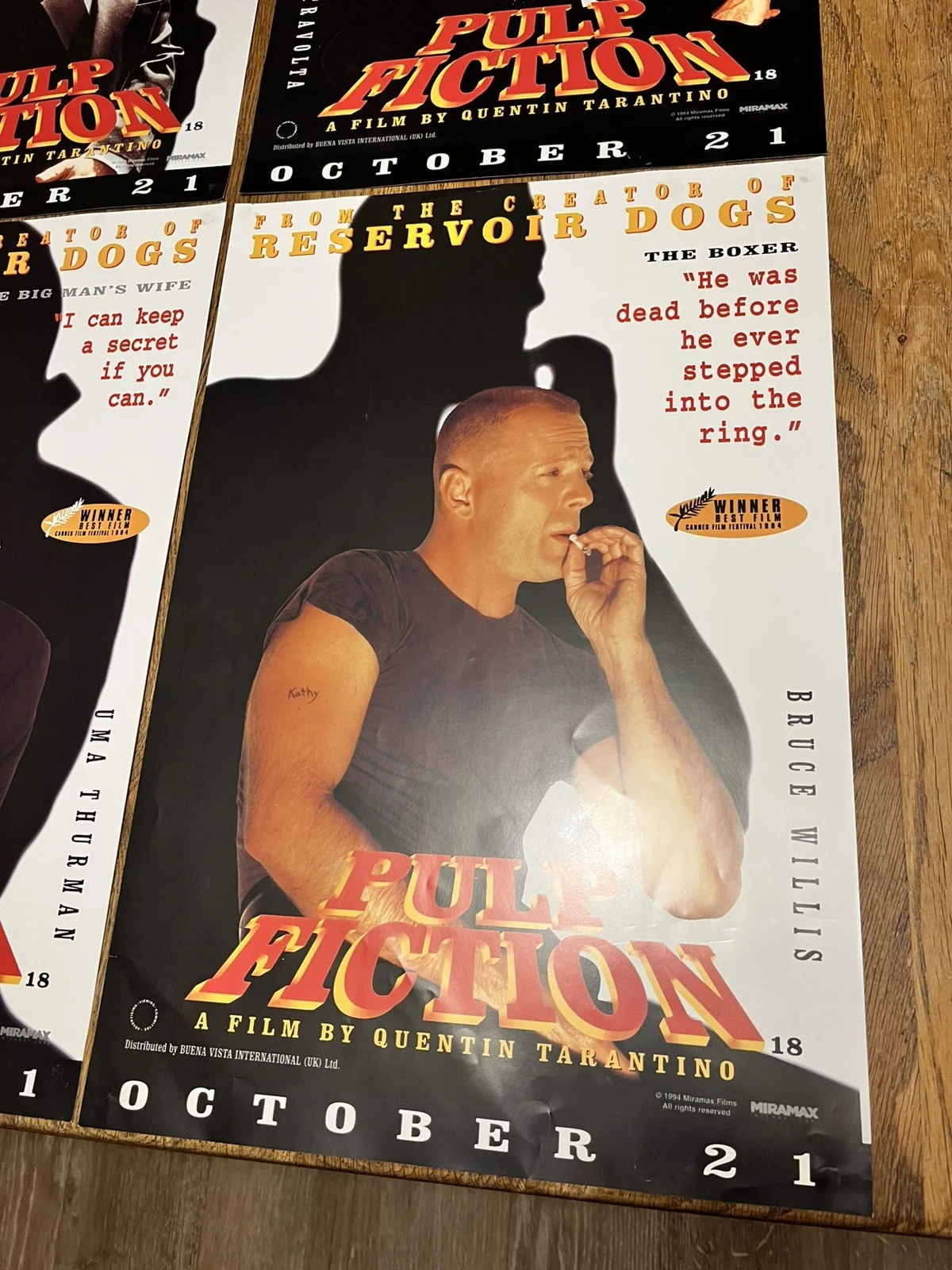 Pulp Fiction Complete Set of 4 Original 1994 UK Miramax Promotional Film Posters, изображение 4