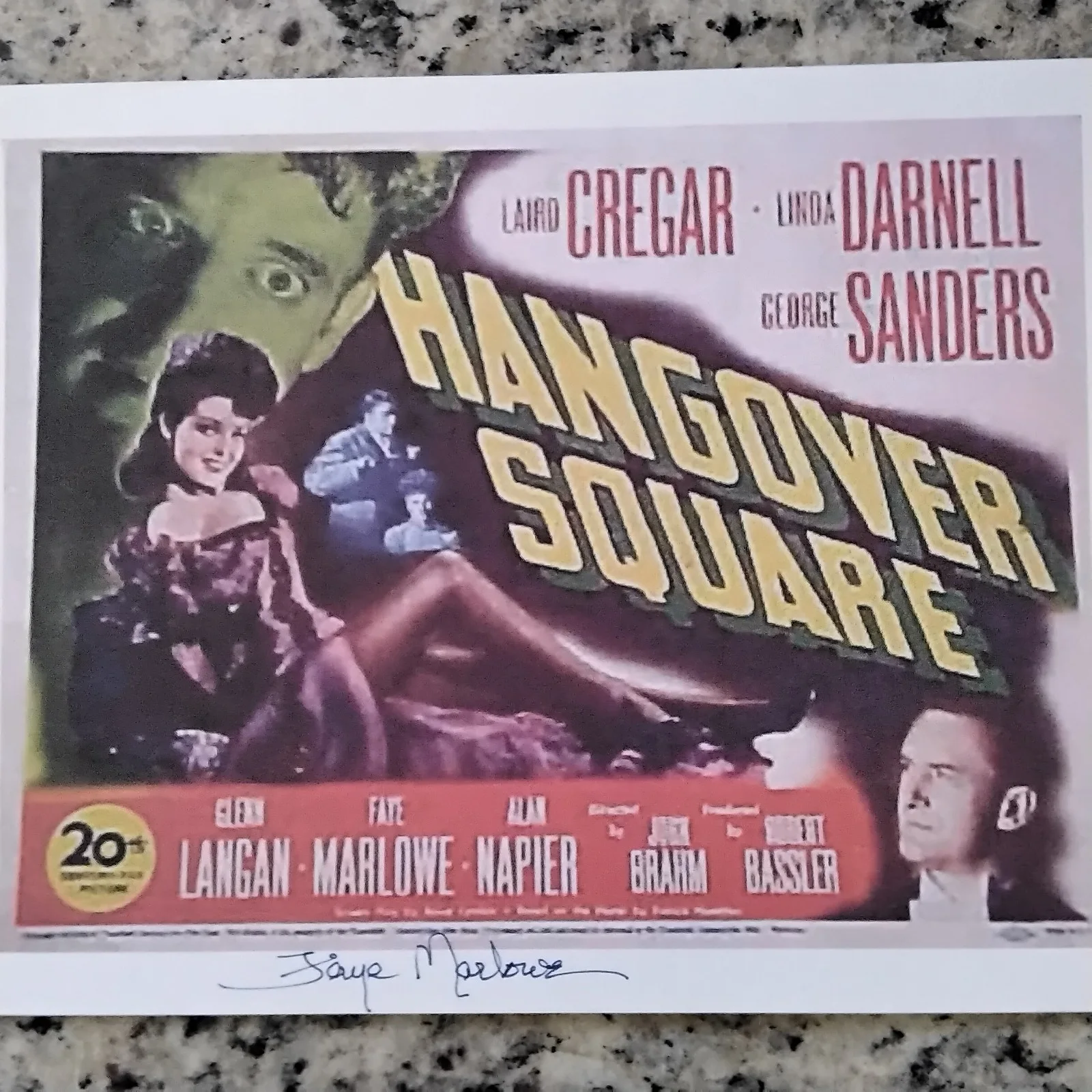 Faye Marlowe SIGNED Photo 40s Movie Actress Hangover Square Junior Miss Spider, image 2
