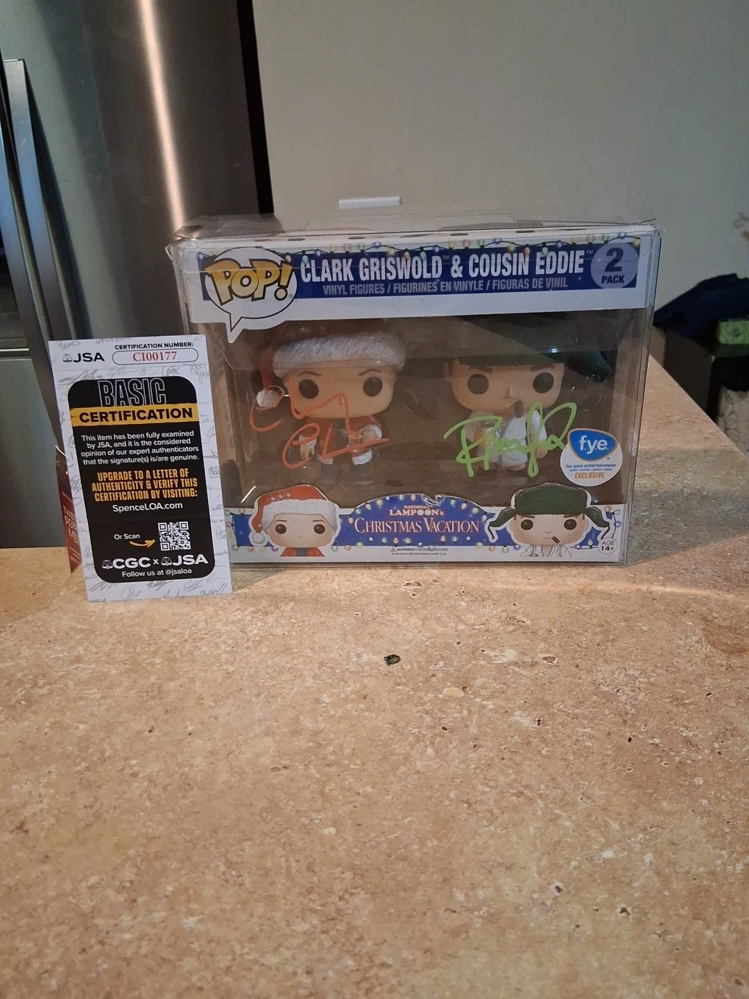 Chevy Chase & Randy Quaid — Chevy Chase Randy Quaid Christmas Vacation signed Clark Eddie Funko JSA CI00177