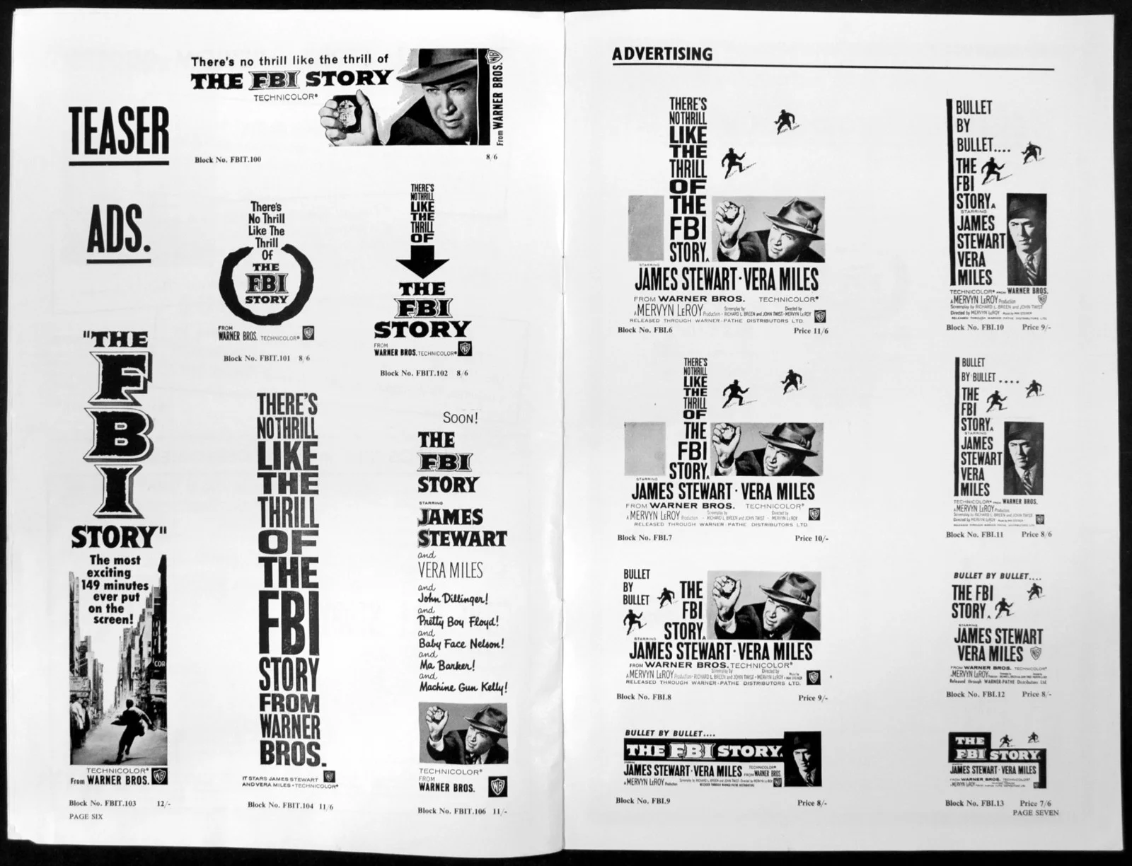 FBI STORY 1959 James Stewart, Vera Miles, Murray Hamilton UK CAMPAIGN BOOK, изображение 3