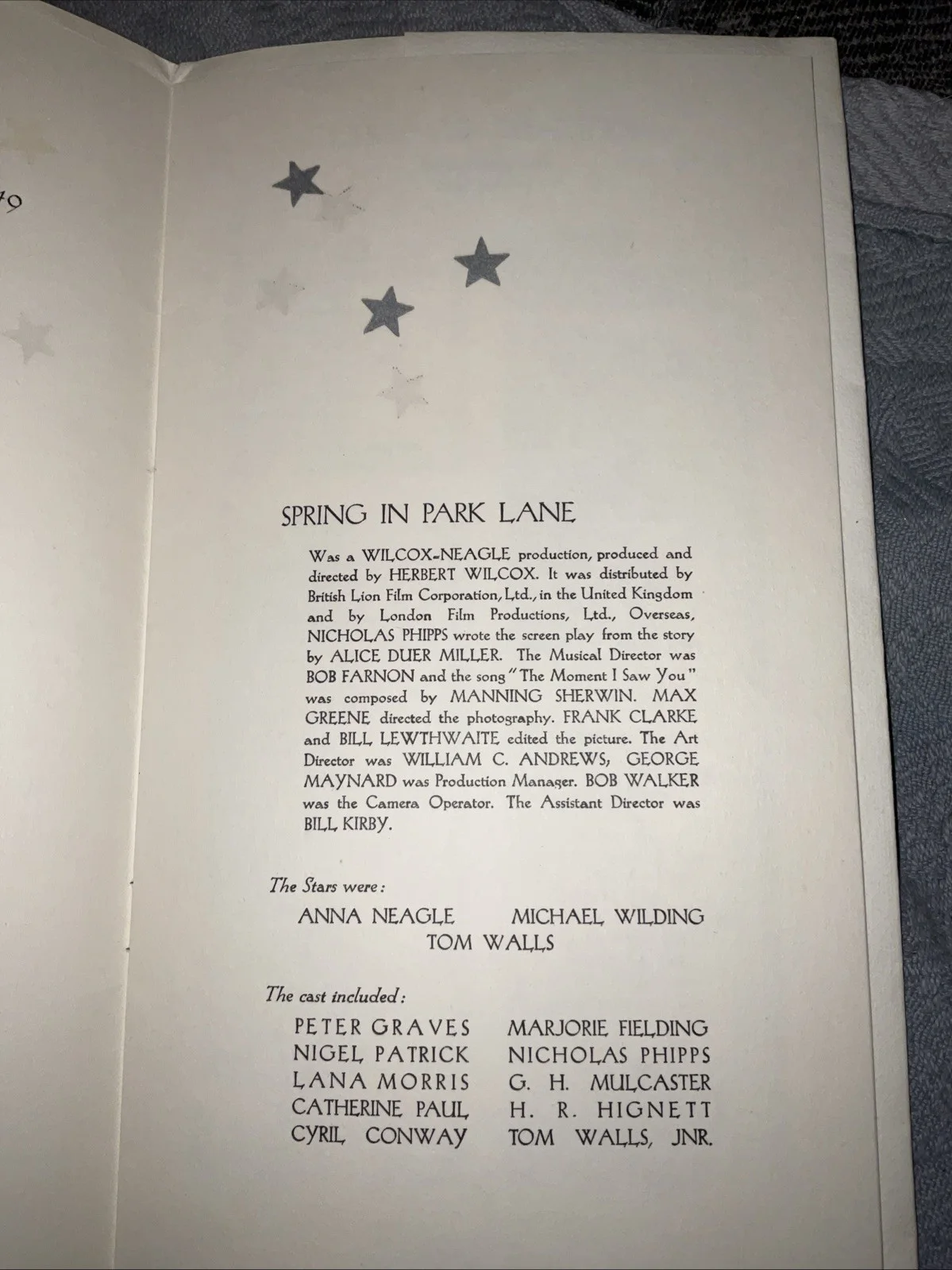National Film Award Presentation 1949 Programme Dorchester Hotel London, image 4