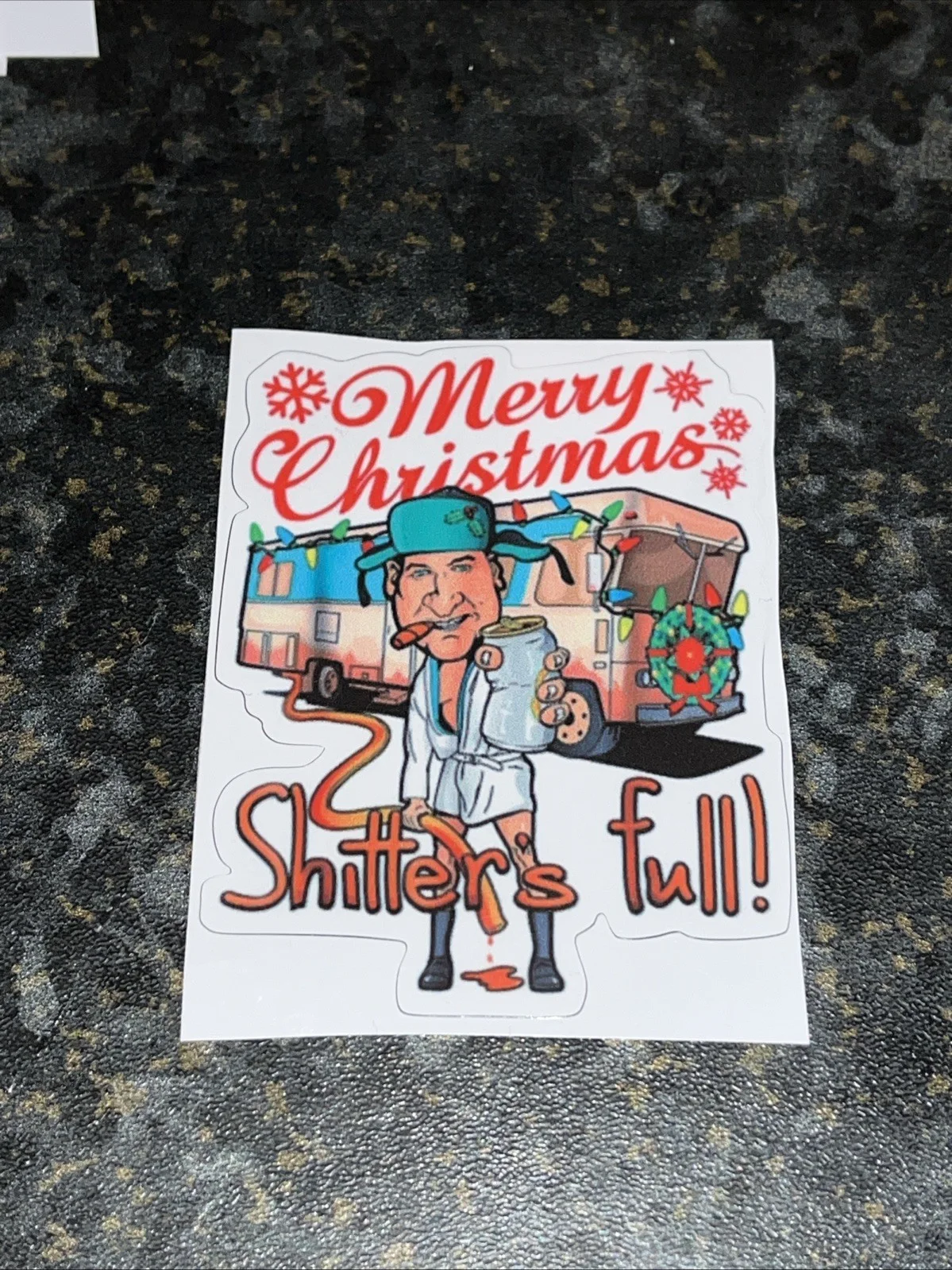 National Lampoons Christmas Vacation Sticker "Shitters Full"Eddie 3in X 2.5in, image 2