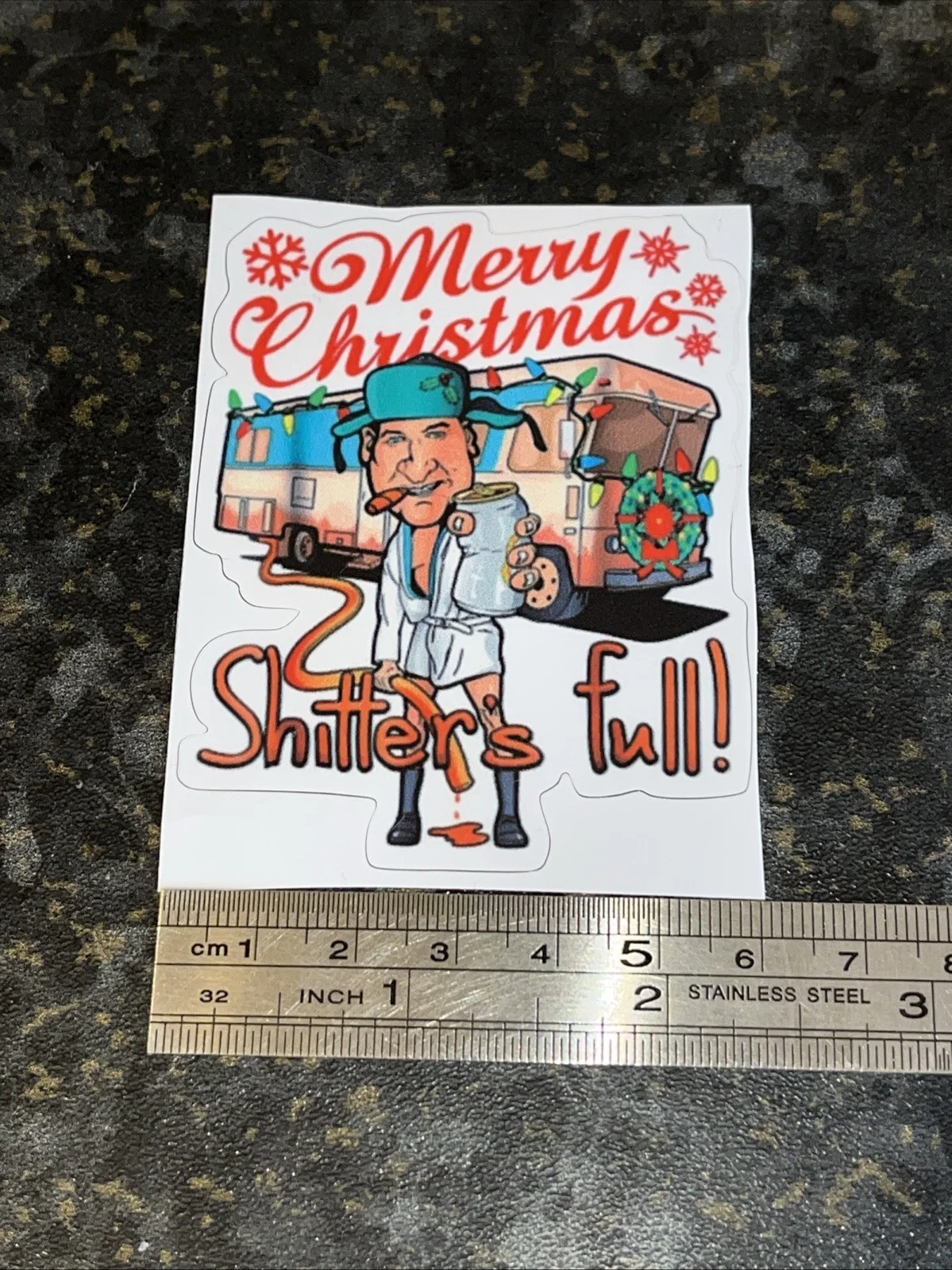 National Lampoons Christmas Vacation Sticker "Shitters Full"Eddie 3in X 2.5in, image 3