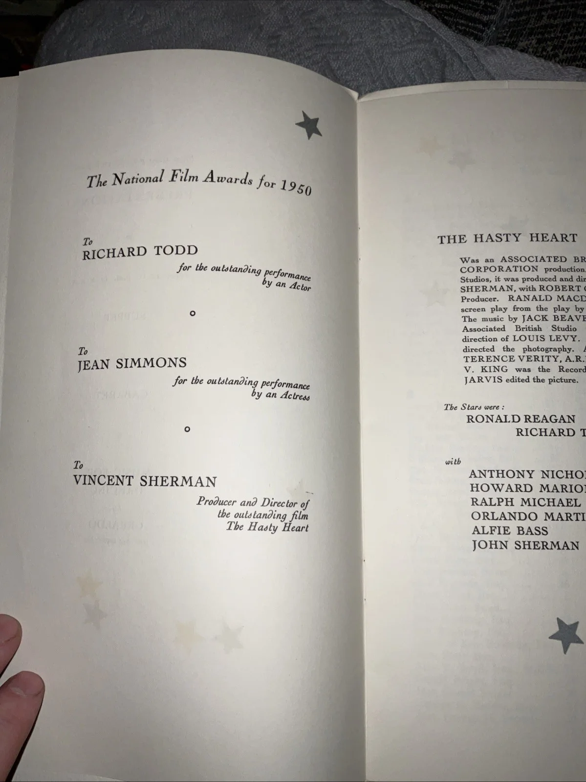 National Film Award Presentation 1950 Programme Dorchester Hotel London, image 3