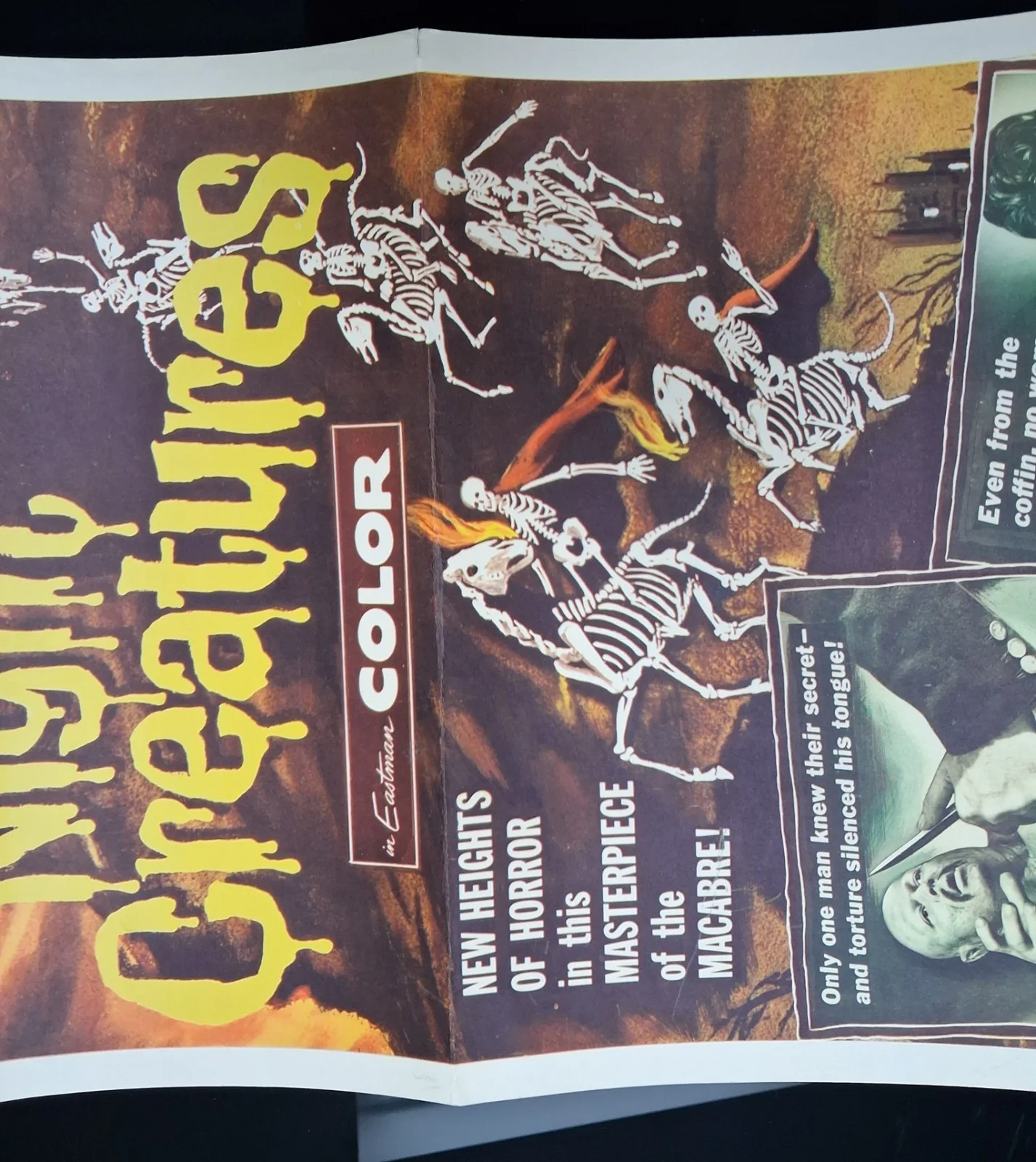 An Original Vintage 1962 NIGHT CREATURES/ CAPT CLEGG Folded Insert Movie Poster, image 2