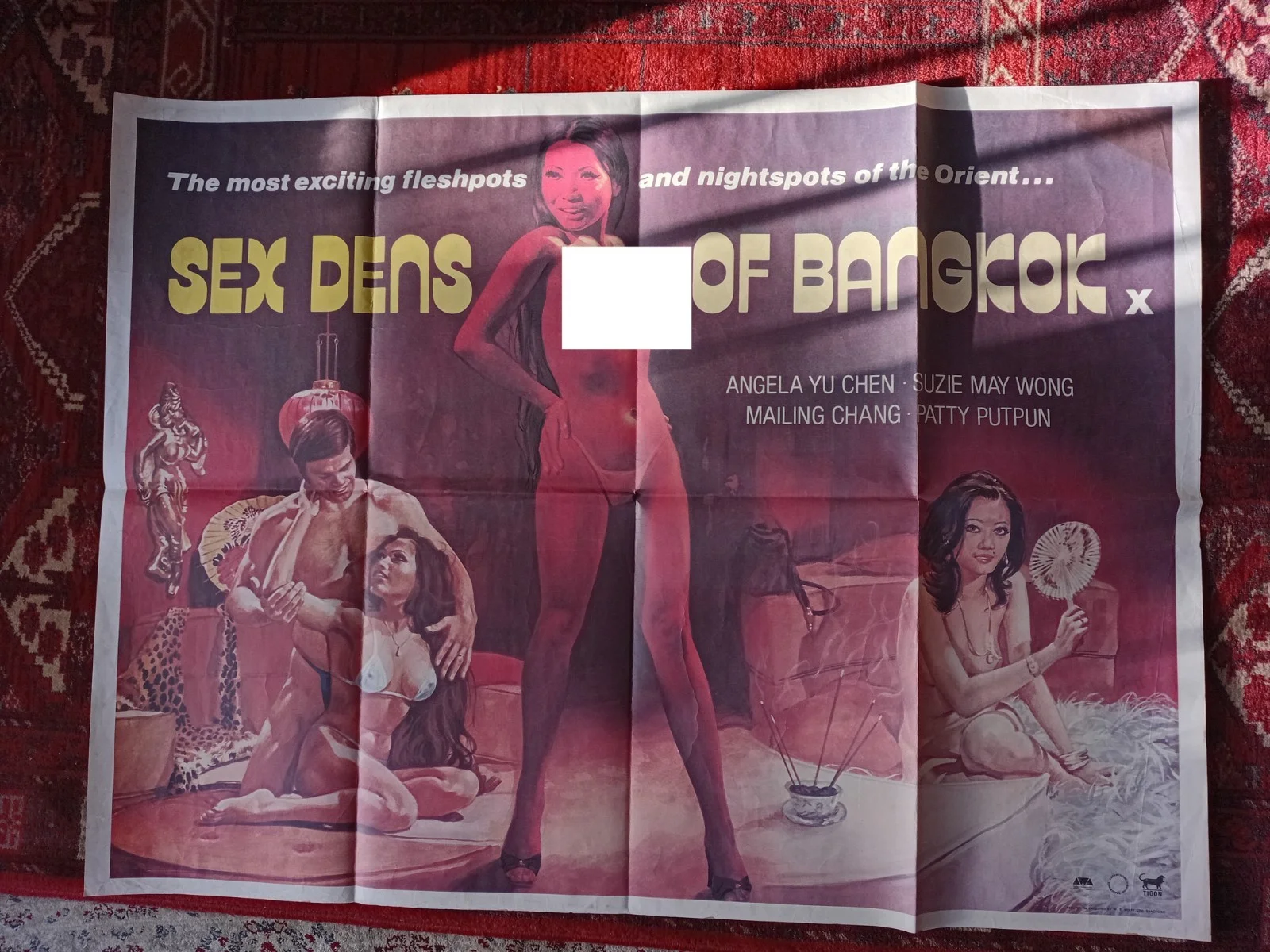 Sex Dens of Bangkok [1977] Artwork by Sam Peffer - ORIGINAL UK Quad Film Poster, изображение 2