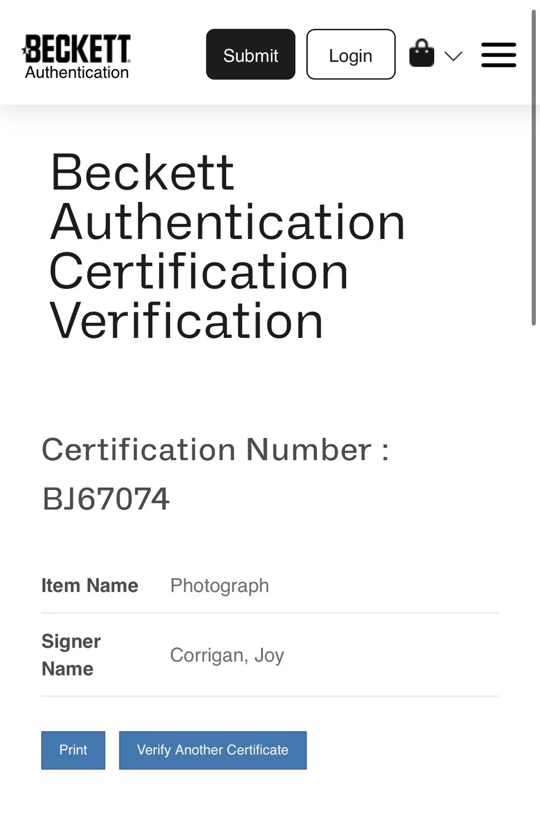 Joy Corrigan Signed Photo 11x14 Beckett Autographed Top Model, image 2