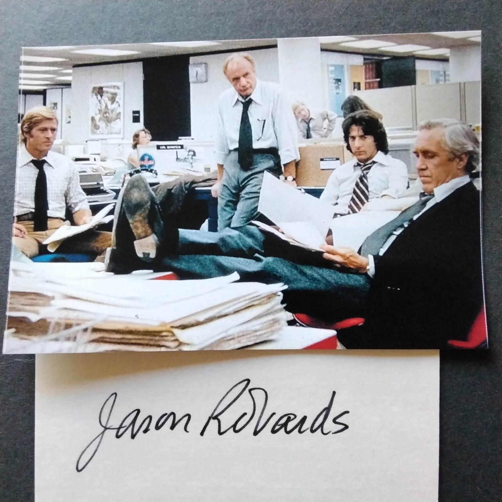 Jason Robards SIGNED Card Photo Movie TV Actor Julia All Prresident's Men Tora!, изображение 2