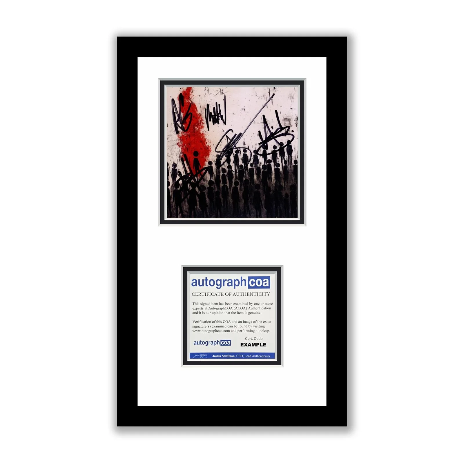 Adam Gontier, Barry Stock, Brad Walst, Matt Walst, Neil Sanderson — Three Days Grace Autographed Signed Framed CD Alienation ACOA