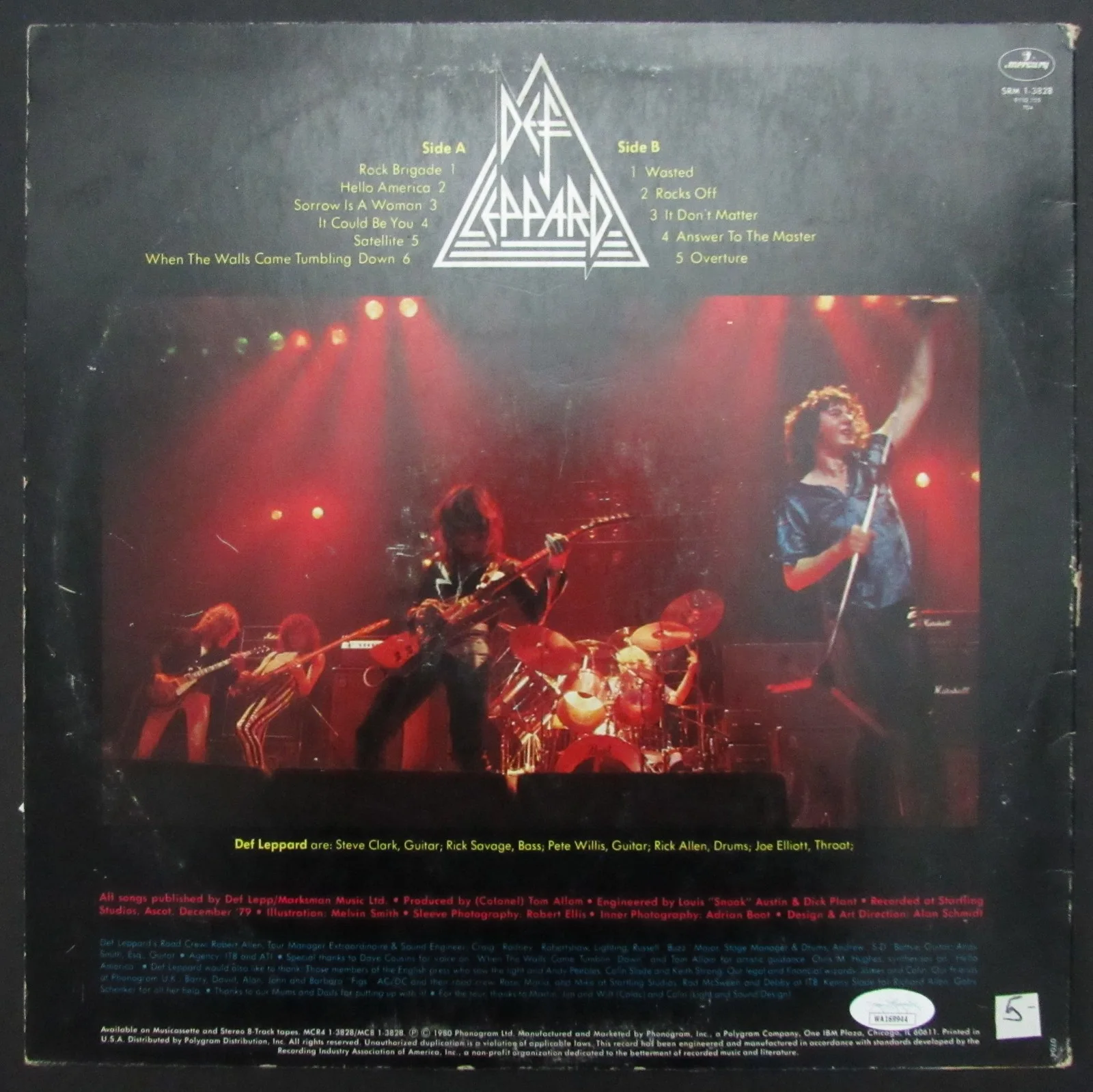 Def Leppard Joe Elliott/Phil Collen Dual-Signed Album "On Through the Night" JSA, image 4