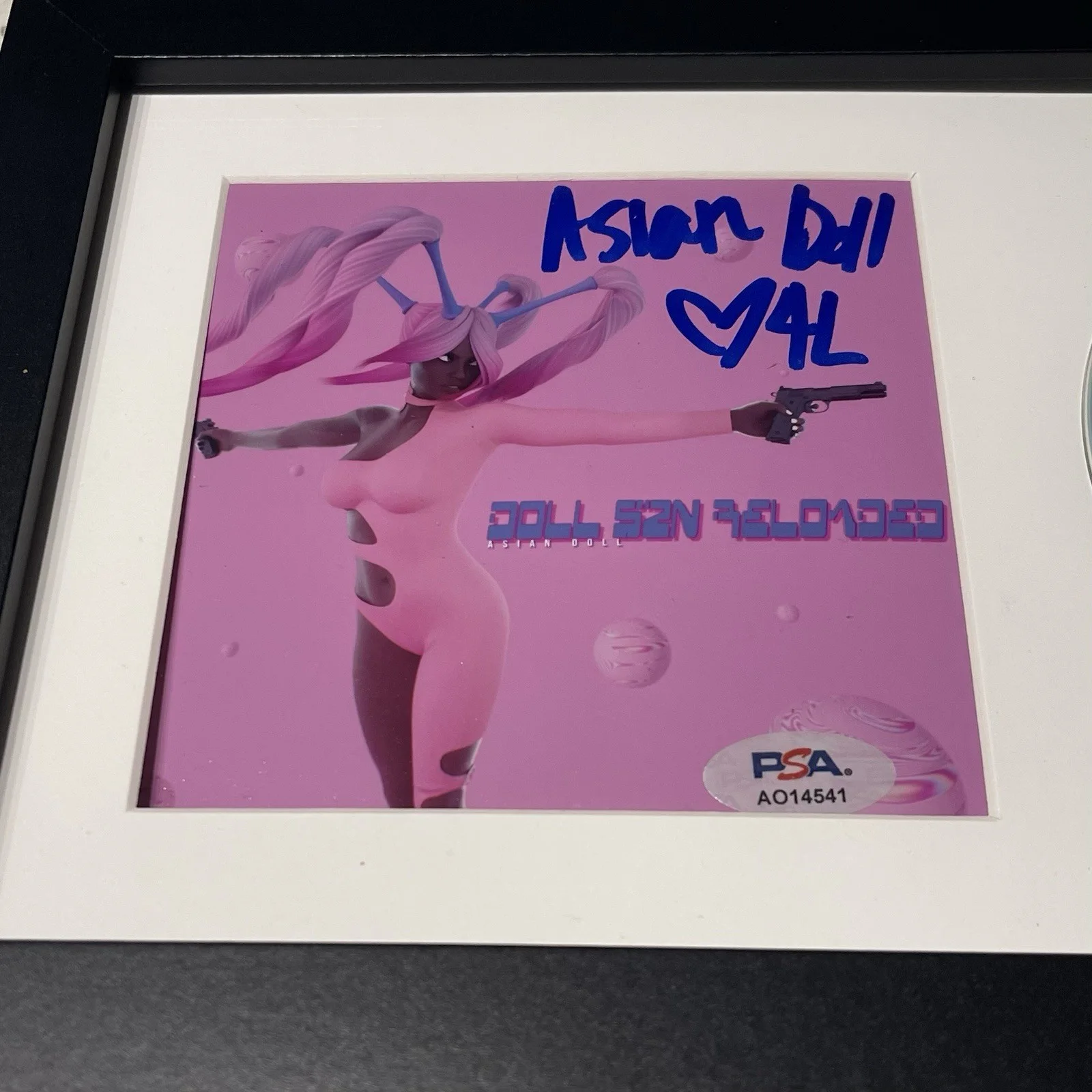 ASIAN DOLL RAPPER SIGNED DOLL SZN RELOADED CD ALBUM AUTOGRAPH FRAMED PSA COA, image 2