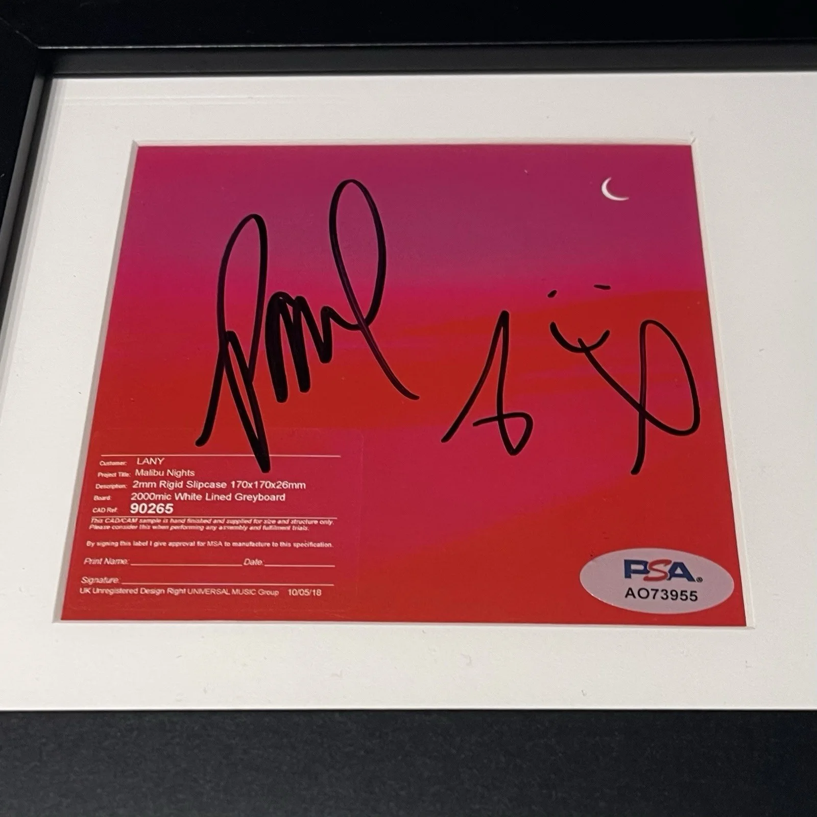 LANY BAND SIGNED MALIBU NIGHTS CD ALBUM PAUL & JAKE AUTOGRAPH FRAMED PSA COA, изображение 2