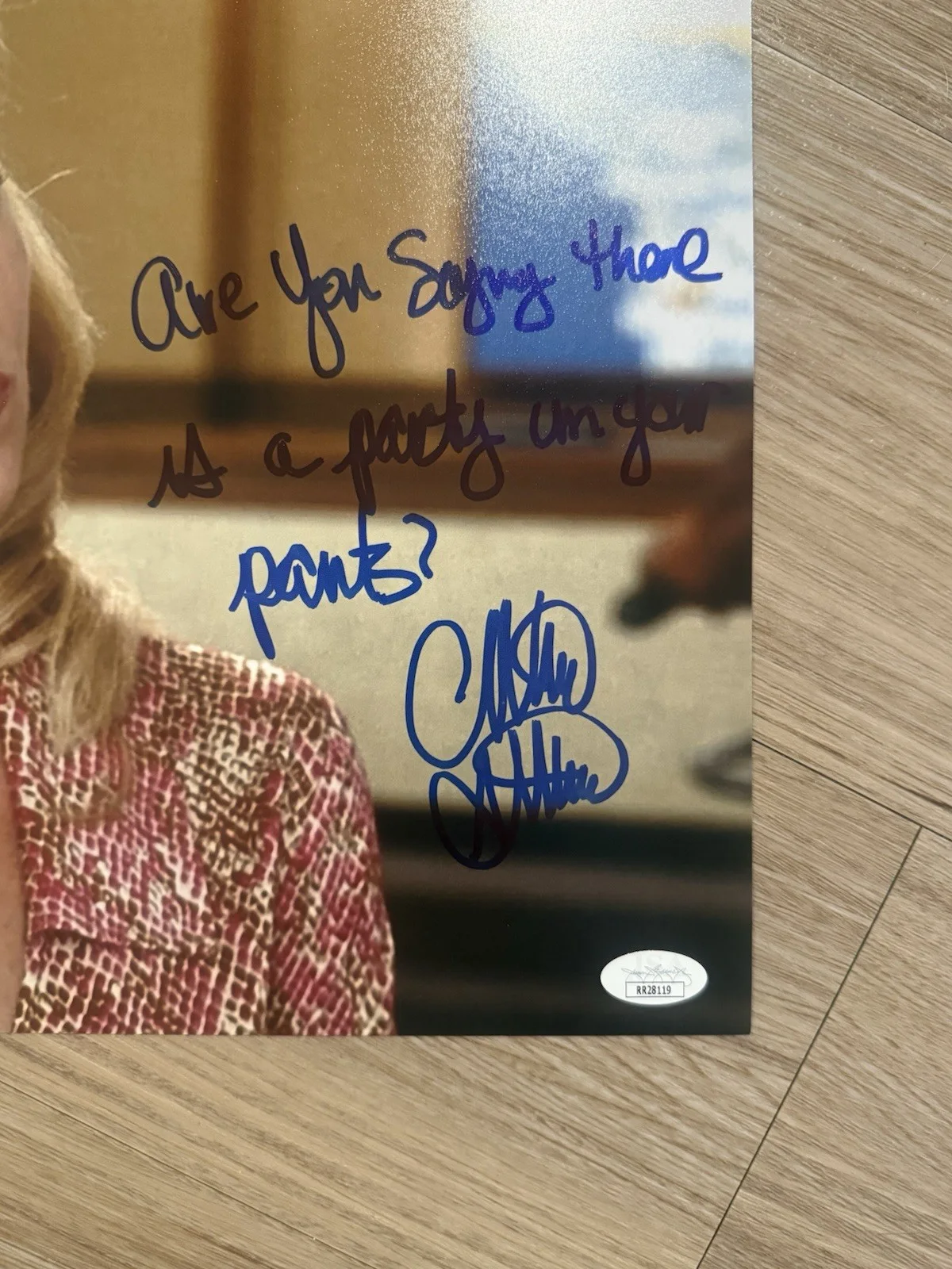 Christina Applegate Signed 11x14 Anchorman Photo w/Quote Party in Your Pants JSA, изображение 3
