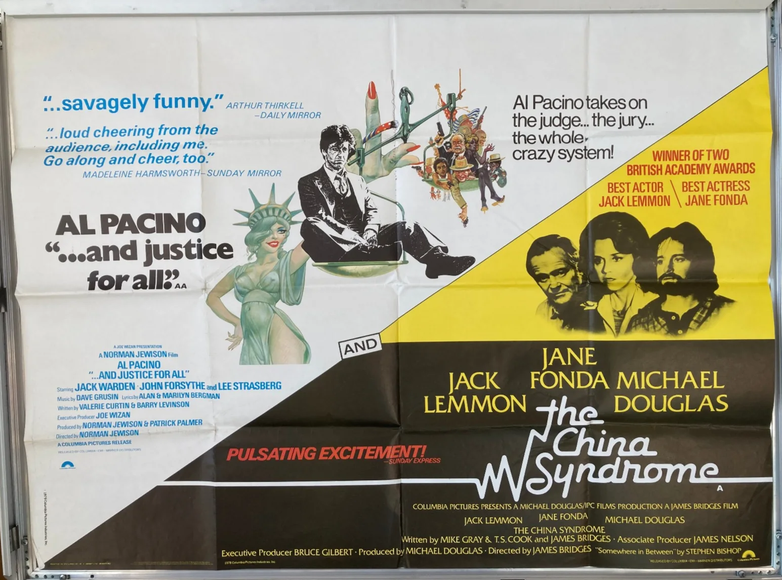 Cinema Poster: AND JUSTICE FOR ALL / CHINA SYNDROME 1979 (Double Bill Quad), изображение 2