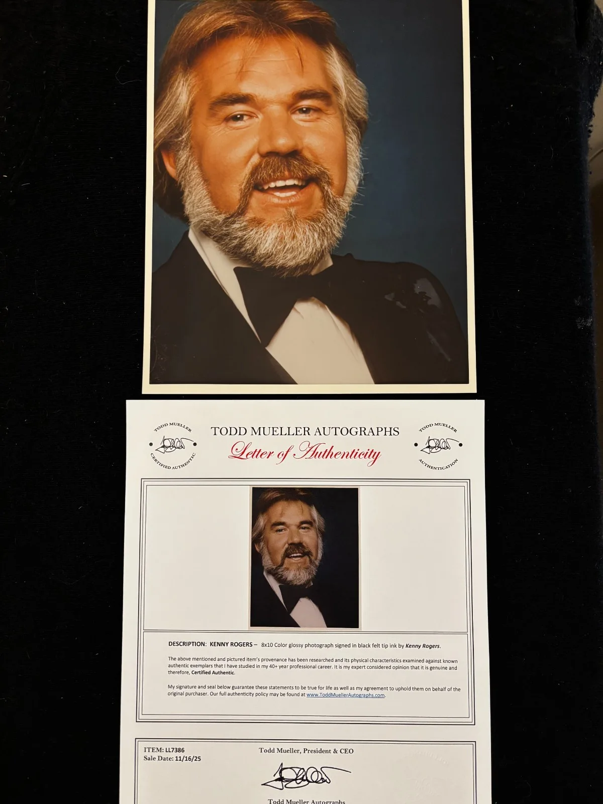 Stunning 8x10 Color Close-Up Photo Signed by Singer/Actor KENNY ROGERS with COA, изображение 4