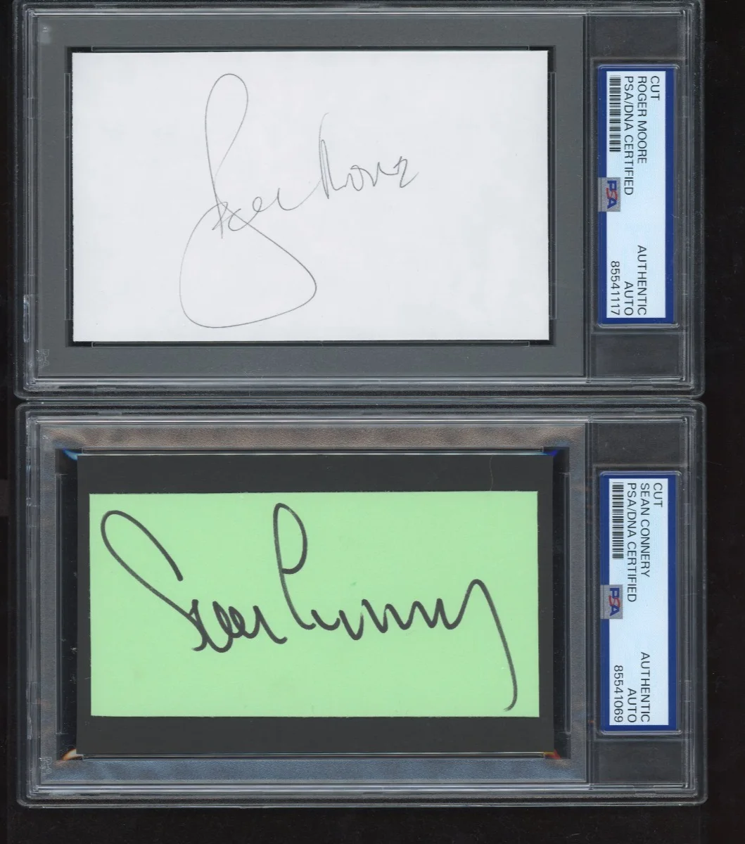(8) James Bond Actor signed Cut PSA DNA Slab Auto Connery Dalton Moore Craig 007, изображение 2