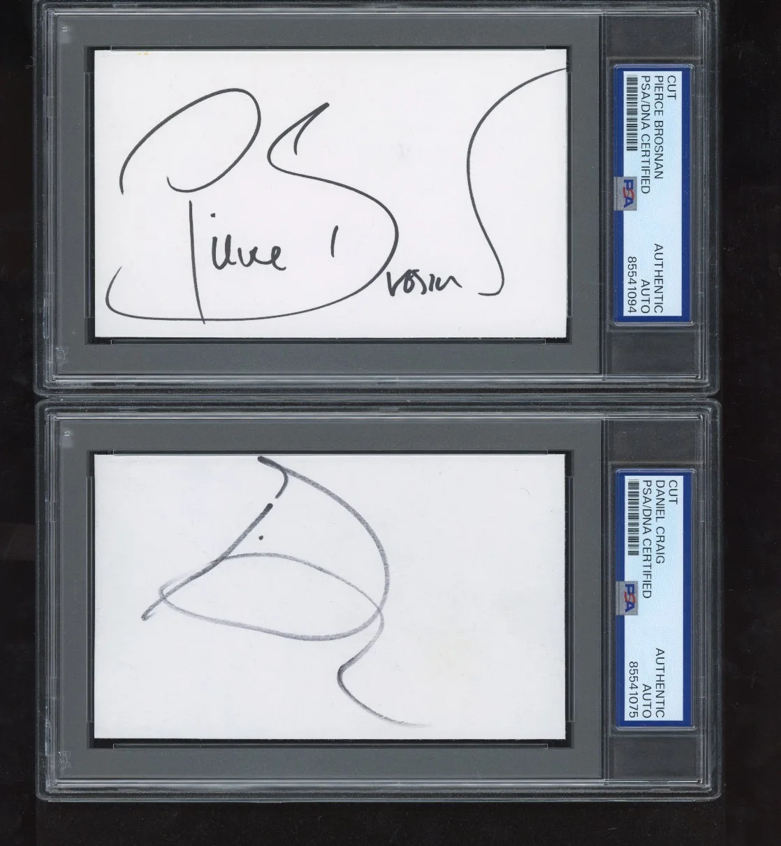 (8) James Bond Actor signed Cut PSA DNA Slab Auto Connery Dalton Moore Craig 007, изображение 5