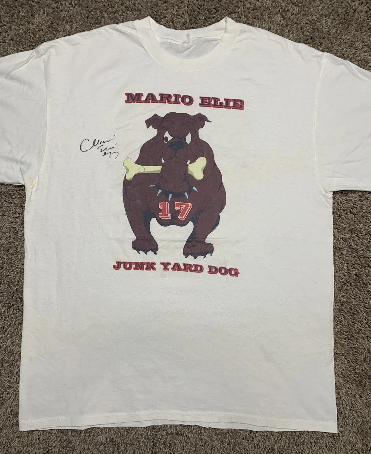 Mario Elie — 90s Mario Elie T-Shirt Men Sz Large #17 Houston Rockets Signed Junk Yard Dog VTG, изображение 2