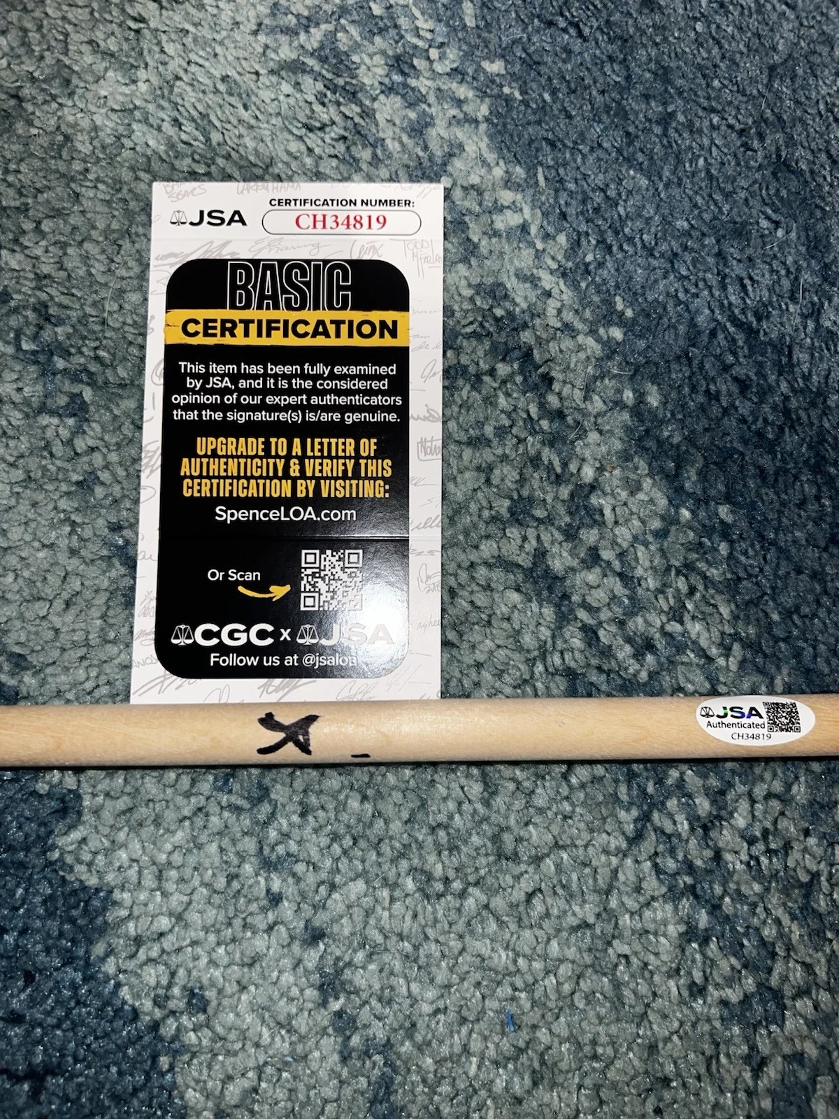 Andy Hurley Signed Drumstick Fall Out Boy Drummer Legend JSA Auth #3, image 2