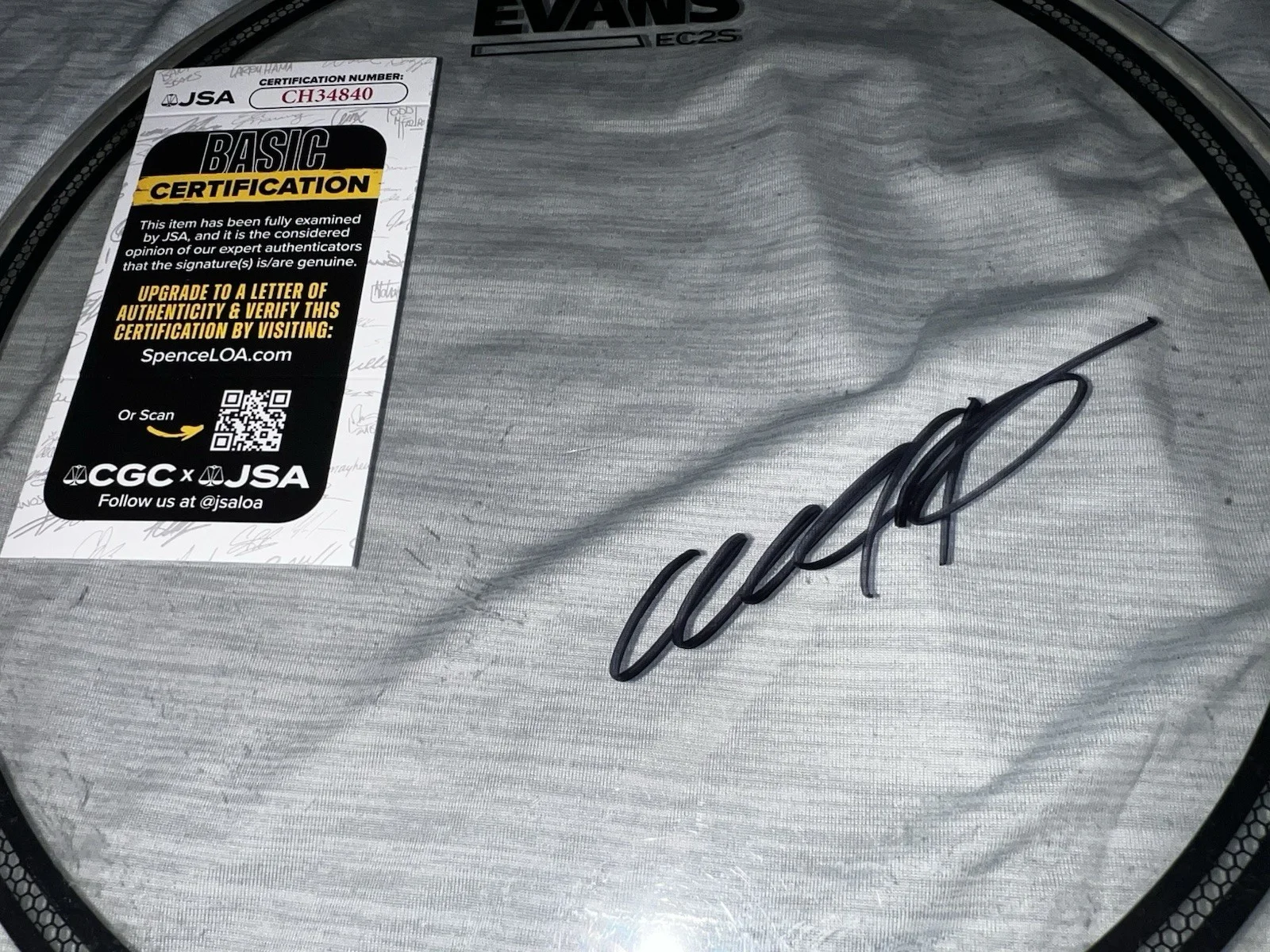 Chad Sexton Signed Evans 10” Clear Drumhead 311 Band Drummer JSA Auth, image 2