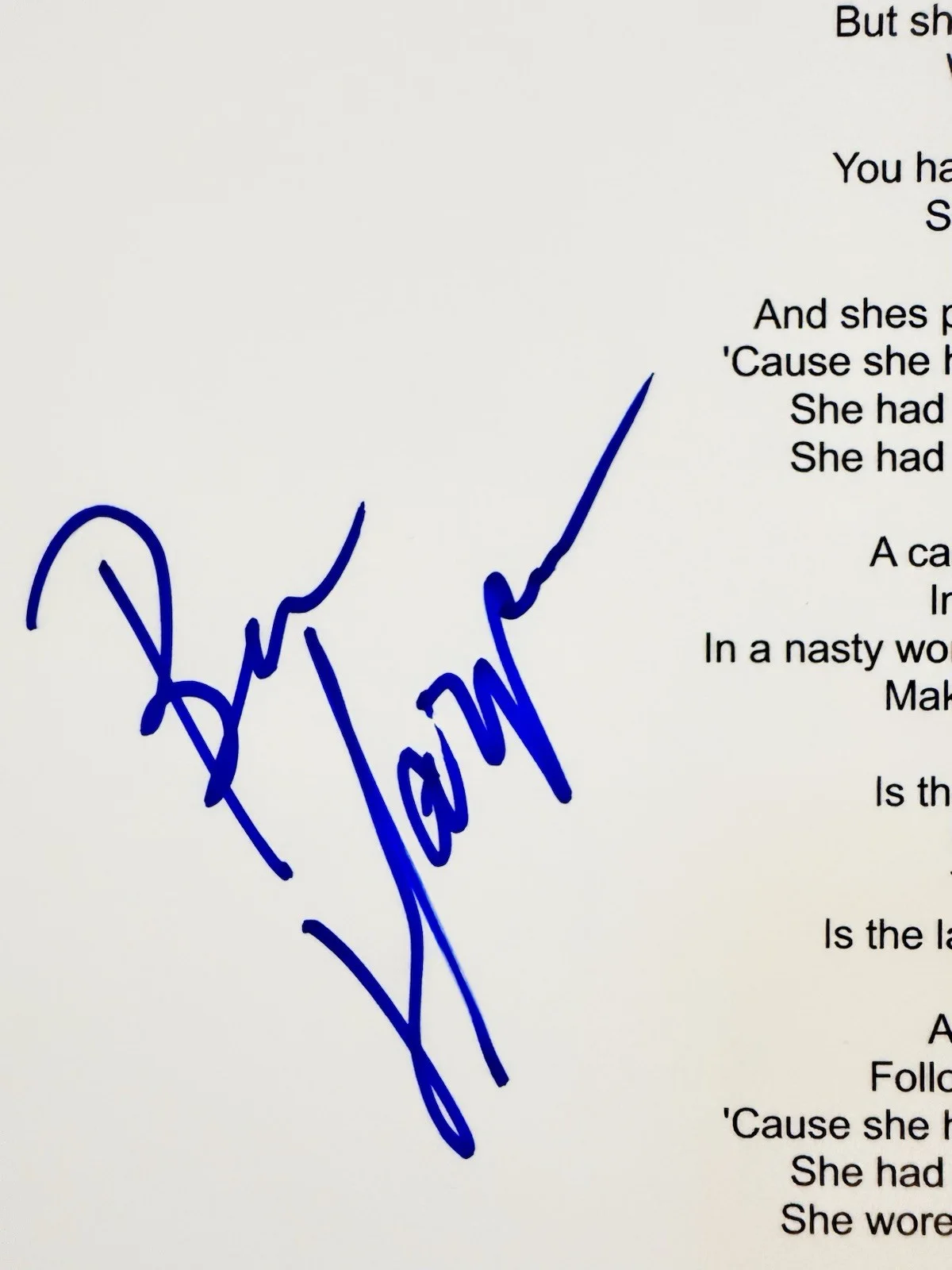 BEN HARPER 8.5x11 SIGNED DIAMONDS ON THE INSIDE LYRIC SHEET BECKETT BQ95782, изображение 2