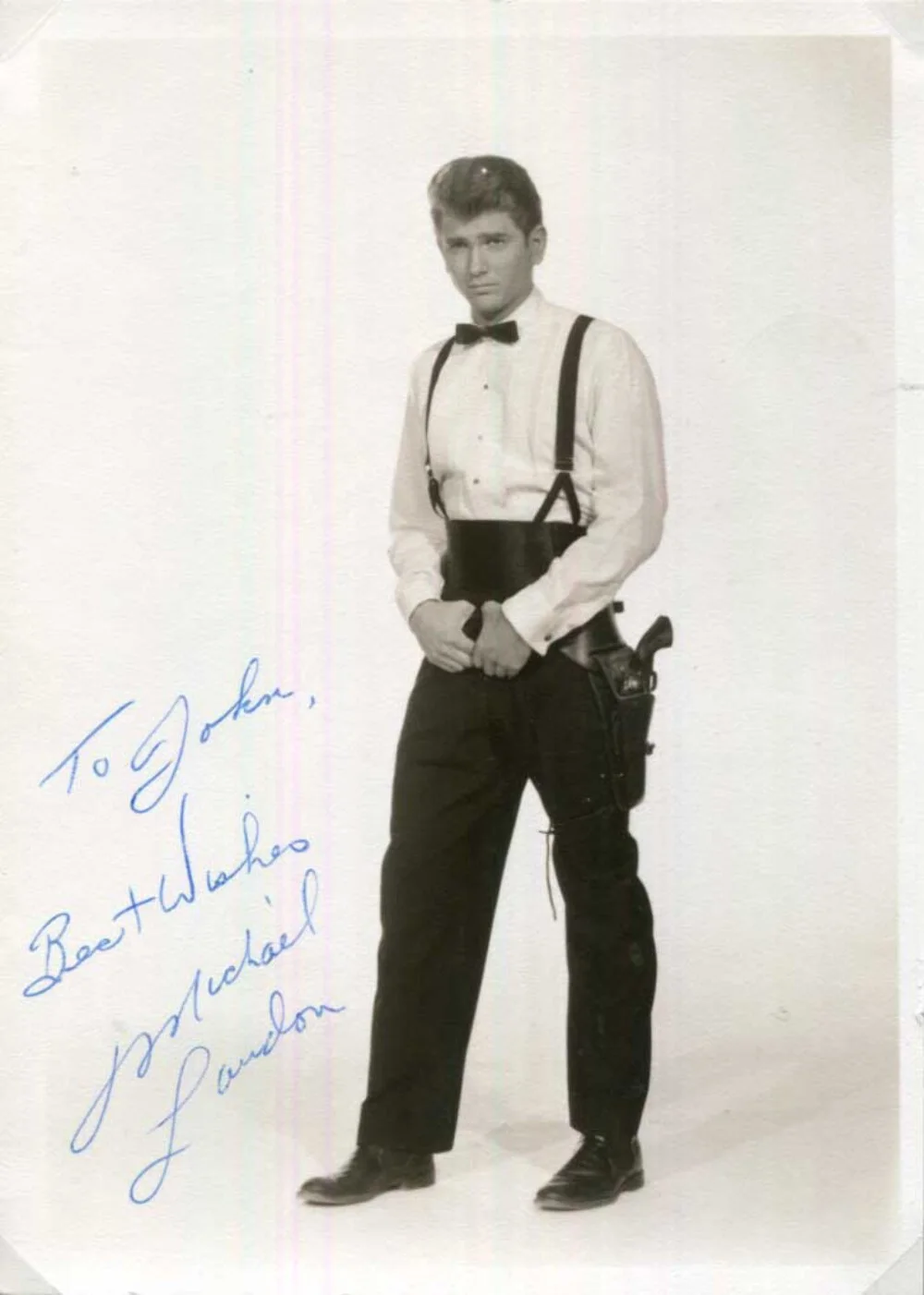 BONANZA ACTOR Michael Landon (+) autograph, signed vintage photo & mounted, image 2