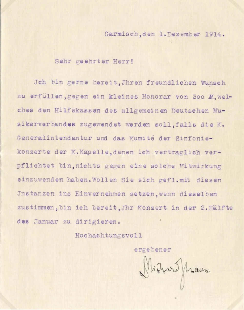 Richard Strauss COMPOSER autograph, typed letter signed & mounted, image 2