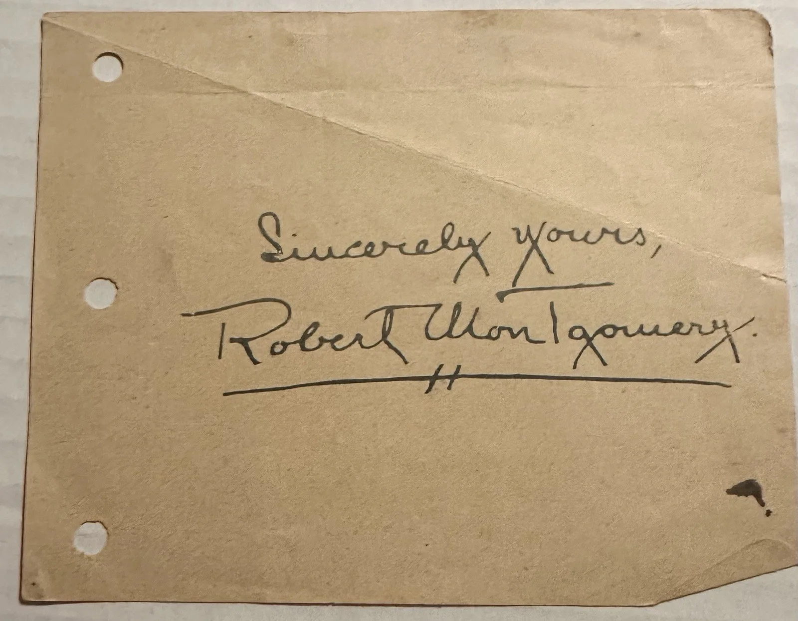 Robert Montgomery — Actor ROBERT MONTGOMERY SIGNED 1930s AUTOGRAPH NR (Bewitched Father), image 2