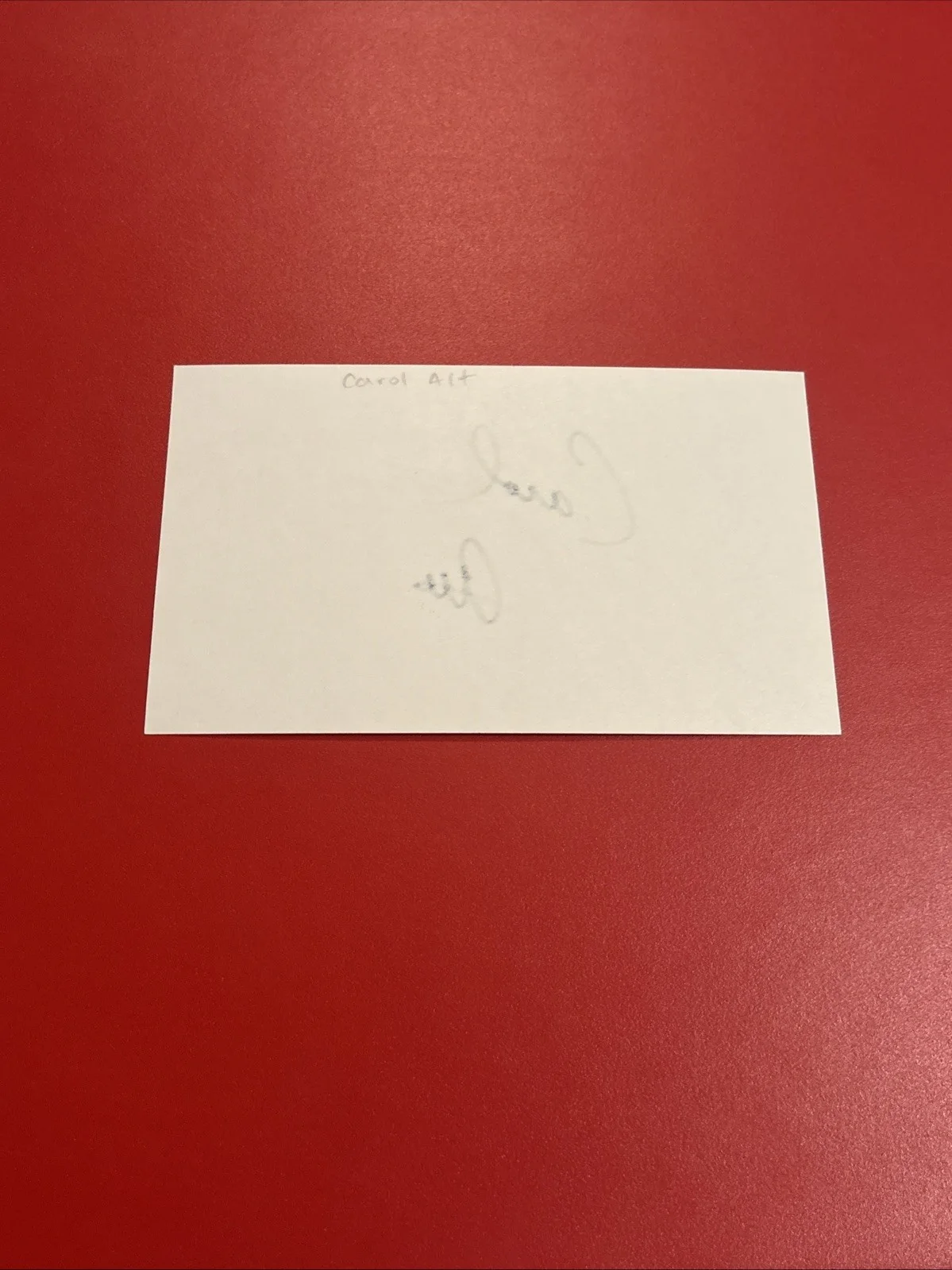 Carol Alt — Carol Alt Signed Autographed 3x5 Index Card, image 2