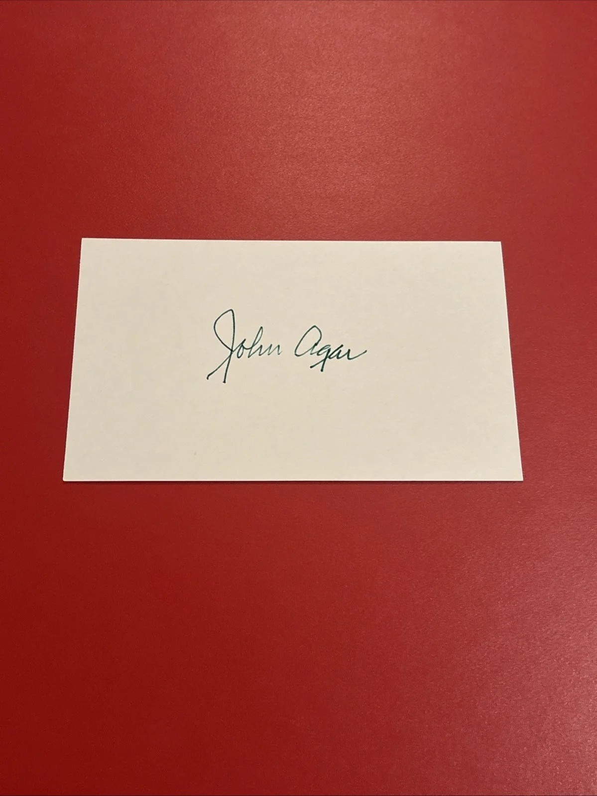 John Agar — John Agar Autographed 3 x 5 Index Card Mole People, image 2