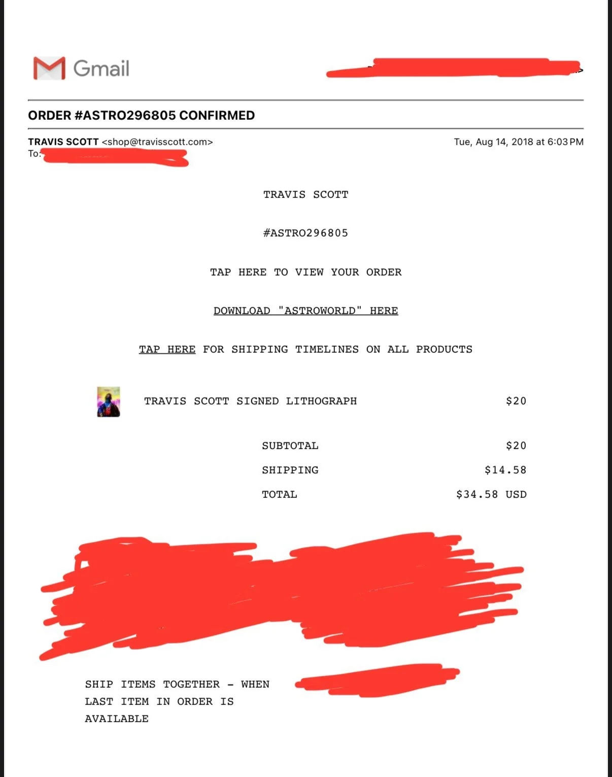 Travis Scott Astroworld Signed Lithograph Print, image 4