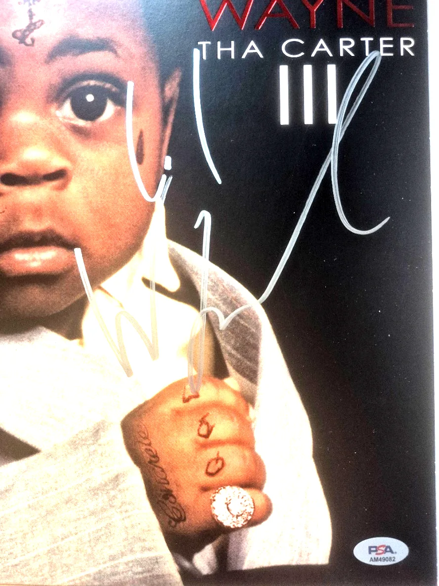 LIL WAYNE SIGNED AUTOGRAPHED THA CARTER III 3 ALBUM RARE WEEZY DRAKE PSA COA 2, image 2