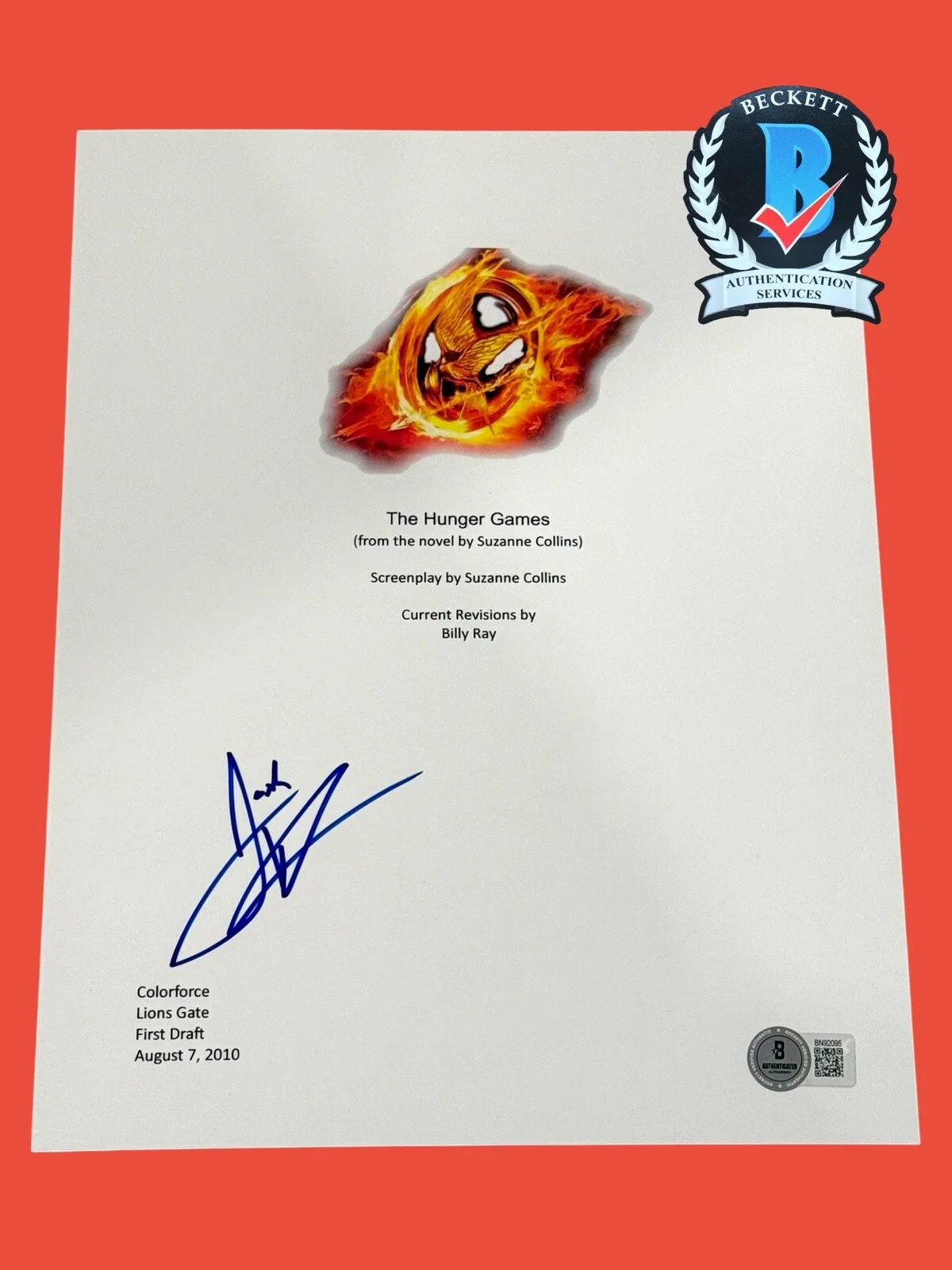 Josh Hutcherson — JOSH HUTCHERSON SIGNED 8.5x11 HUNGER GAMES COVER BAS BN92095