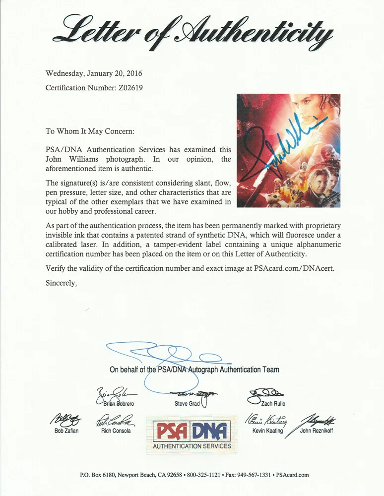 John Williams — John Williams Signed Star Wars The Force Awakens Movie Poster PSA/DNA COA, изображение 3
