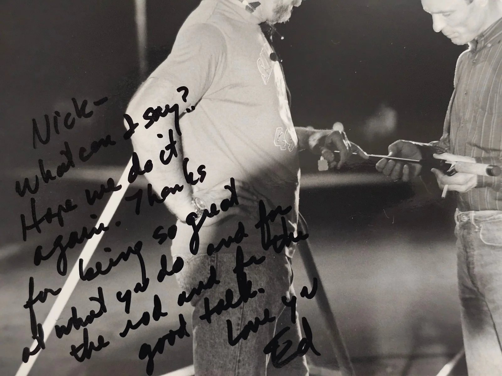 (3) Ed Harris Movie Set Photos - One is Signed & Inscribed to Crew Member "Nick", image 2