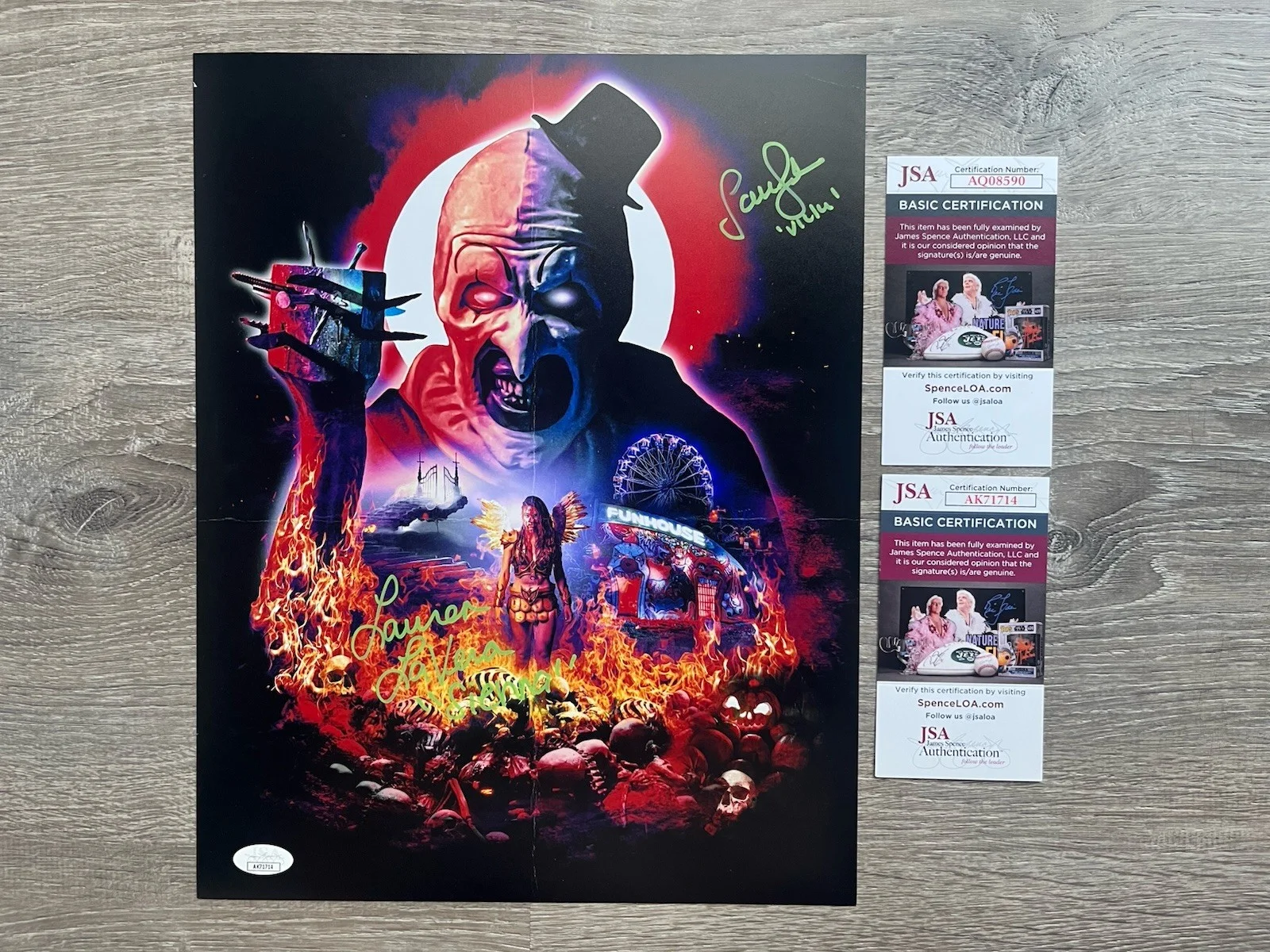 Lauren LaVera — Lauren LaVera Samantha Scaffidi Dual Signed Terrifier 2 11x14 Photo JSA COA