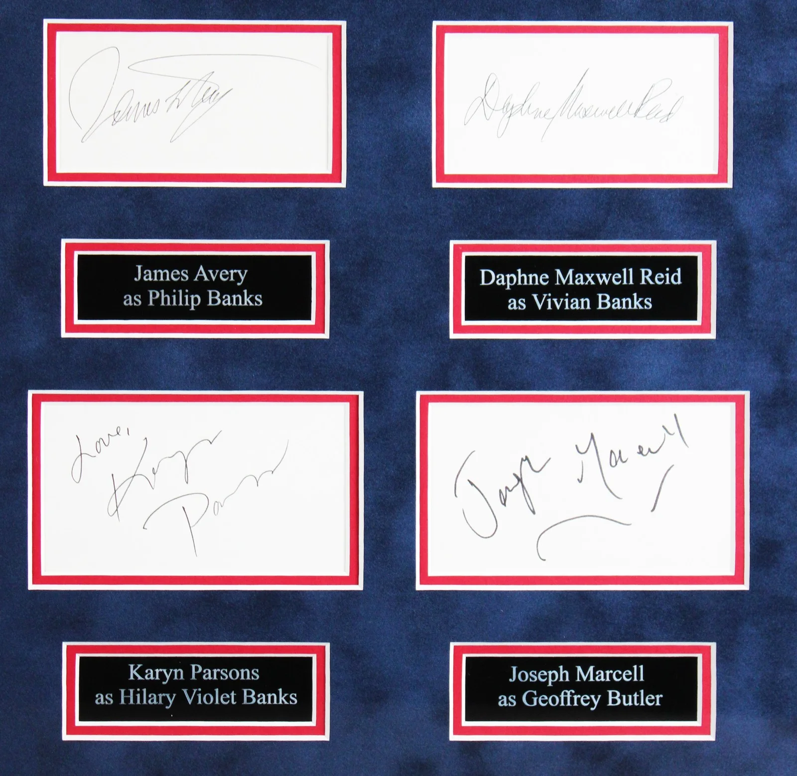 Will Smith, James Avery, Karyn Parsons, Alfonso Ribeiro, Tatyana — Fresh Prince of Bel-Air (7) Smith, Parsons, Ribeiro +4 Signed Framed Display BAS, image 3