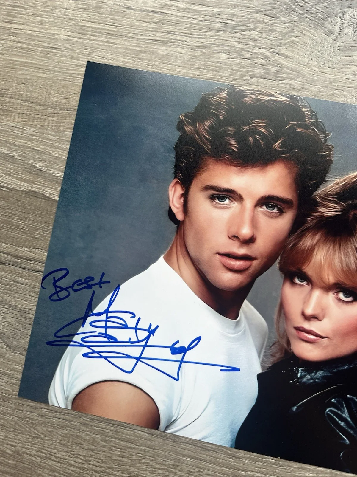 Maxwell Caulfield — Maxwell Caulfield Signed Michael Carrington 8x10 Photo Beckett COA Grease 2, изображение 3