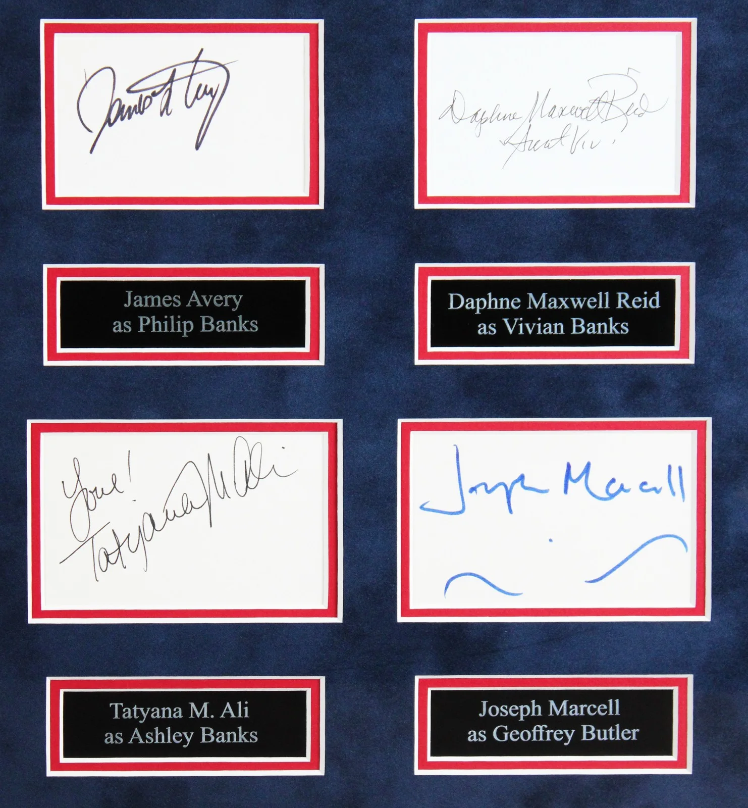 Will Smith, James Avery, Karyn Parsons, Alfonso Ribeiro, Tatyana — Fresh Prince of Bel-Air (7) Smith, Parsons, Ribeiro +4 Signed Framed Display BAS, изображение 3