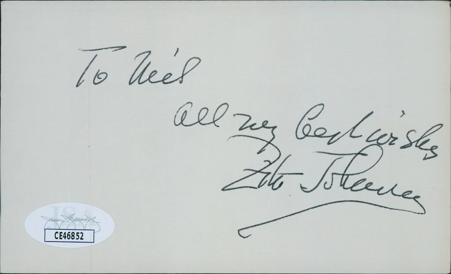 Zita Johann — Zita Johann Actress Signed 3x5 Index Card JSA Authenticated Personalized