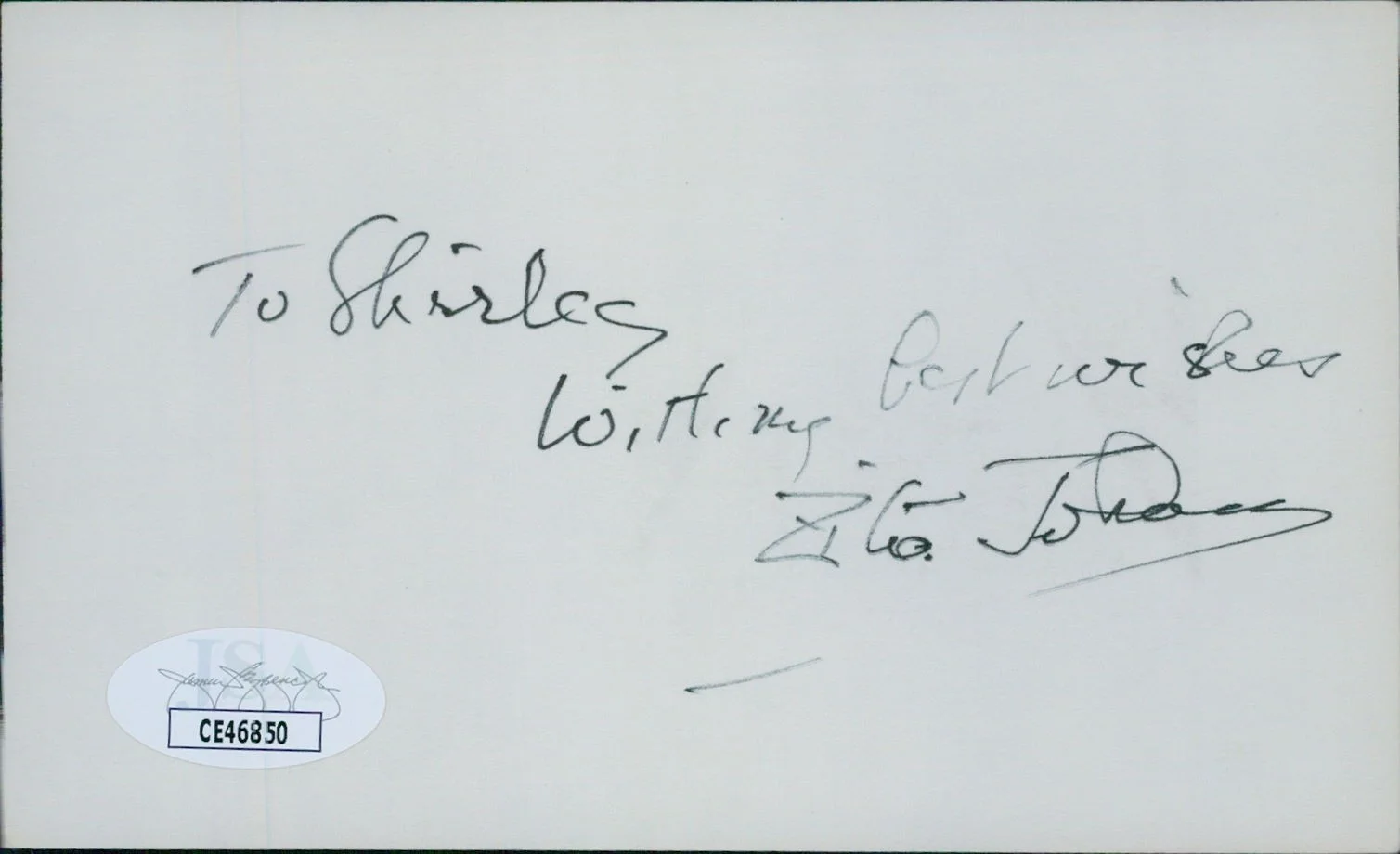Zita Johann — Zita Johann Actress Signed 3x5 Index Card JSA Authenticated Personalized