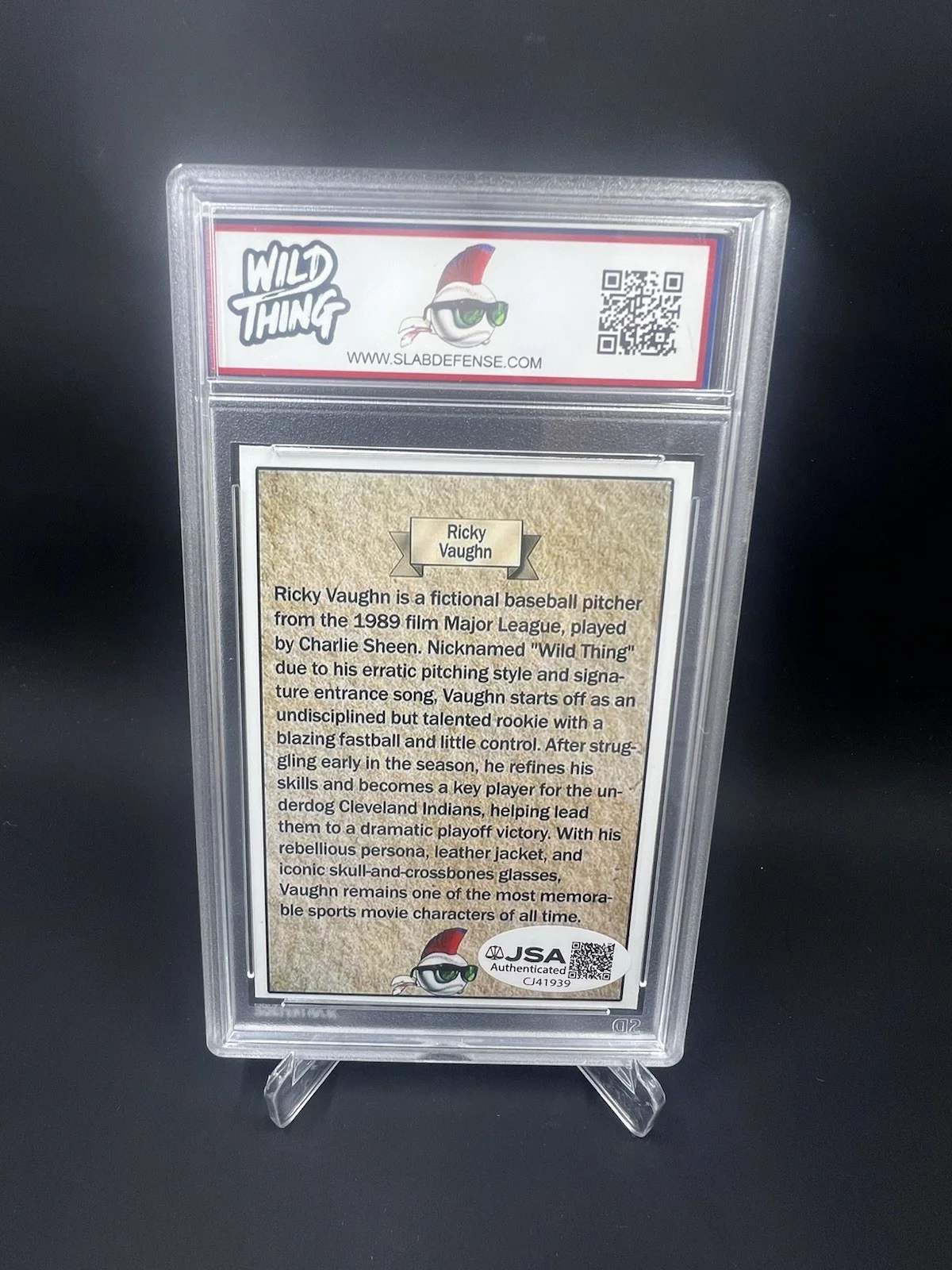 Charlie Sheen — Charlie Sheen Signed Custom Major League Ricky Vaughn Card IP Auto JSA Indians, image 2