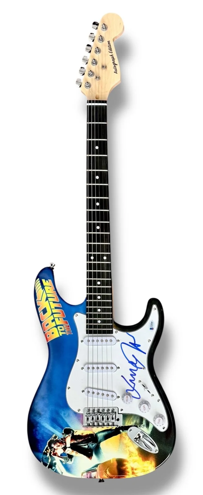 Michael J. Fox — Michael J Fox Signed Guitar Custom Graphics Beckett COA Back to the Future, image 2