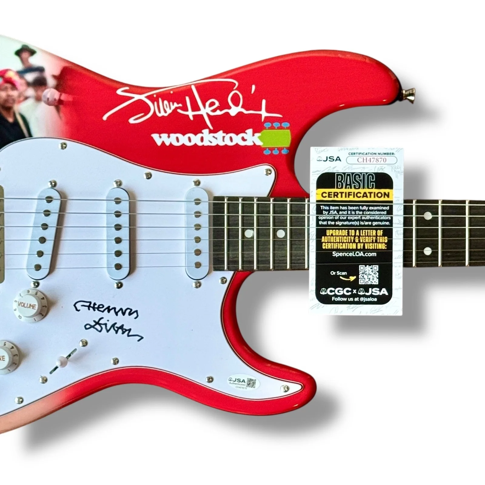 Henry Diltz Signed Guitar Custom Graphics JSA COA Jimi Hendrix Woodstock Doors, изображение 2